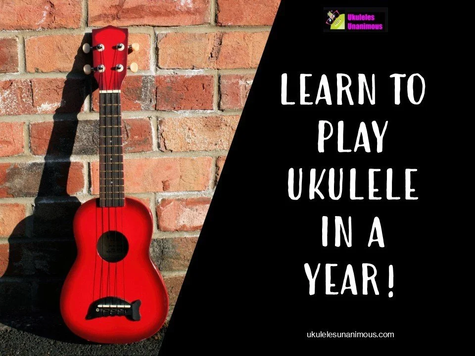 Learn to play ukulele in a year - structured 12 month lessons for beginners.