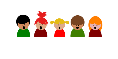 Five children singing.