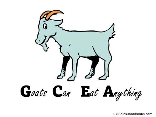 Cartoon goat with C tuning reminder.