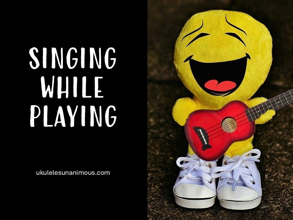 Singing while playing ukulele.