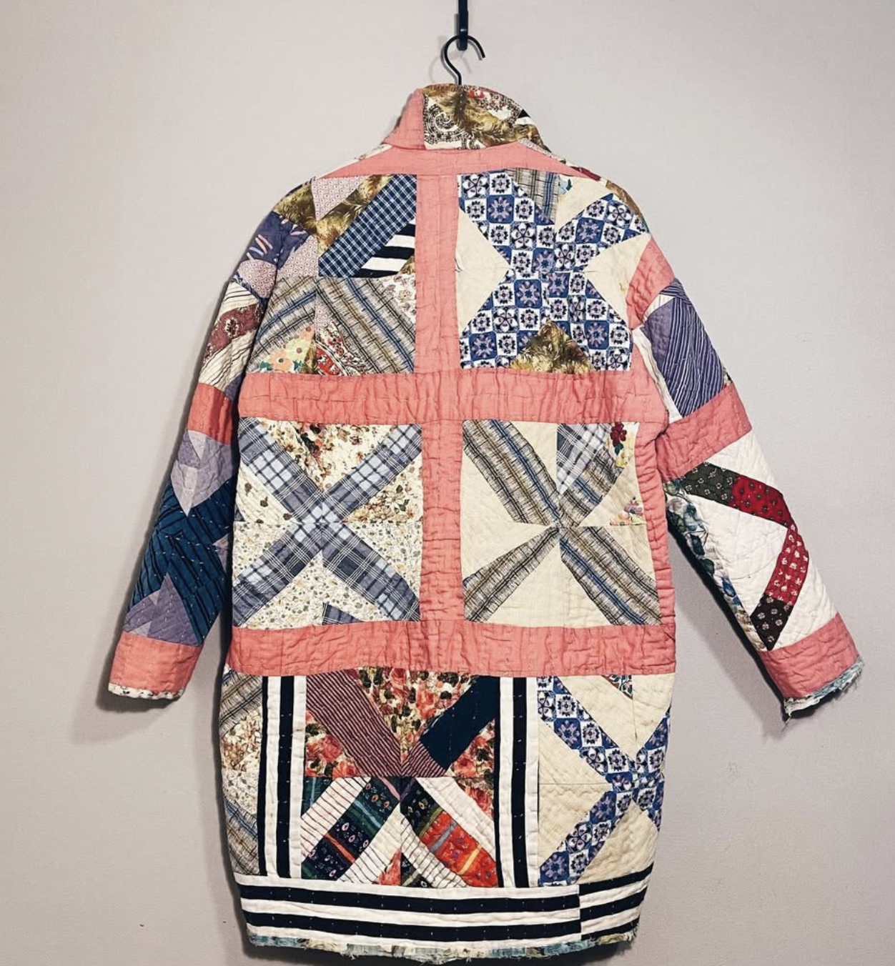 Multicolor X Pattern Quilt Coat back.png