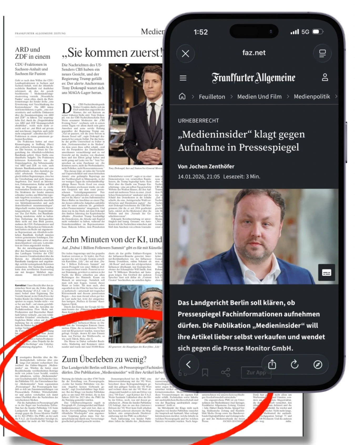 An meinem Geburtstag stehe ich in der @faz Frankfurter Allgemeinen Zeitung &ndash; und der Grund ist nicht zum Feiern!

@medieninsider verklagt die PMG wegen unerlaubter Lizenzierung unserer Artikel in Pressespiegeln. Die F.A.Z. berichtet auf der Med