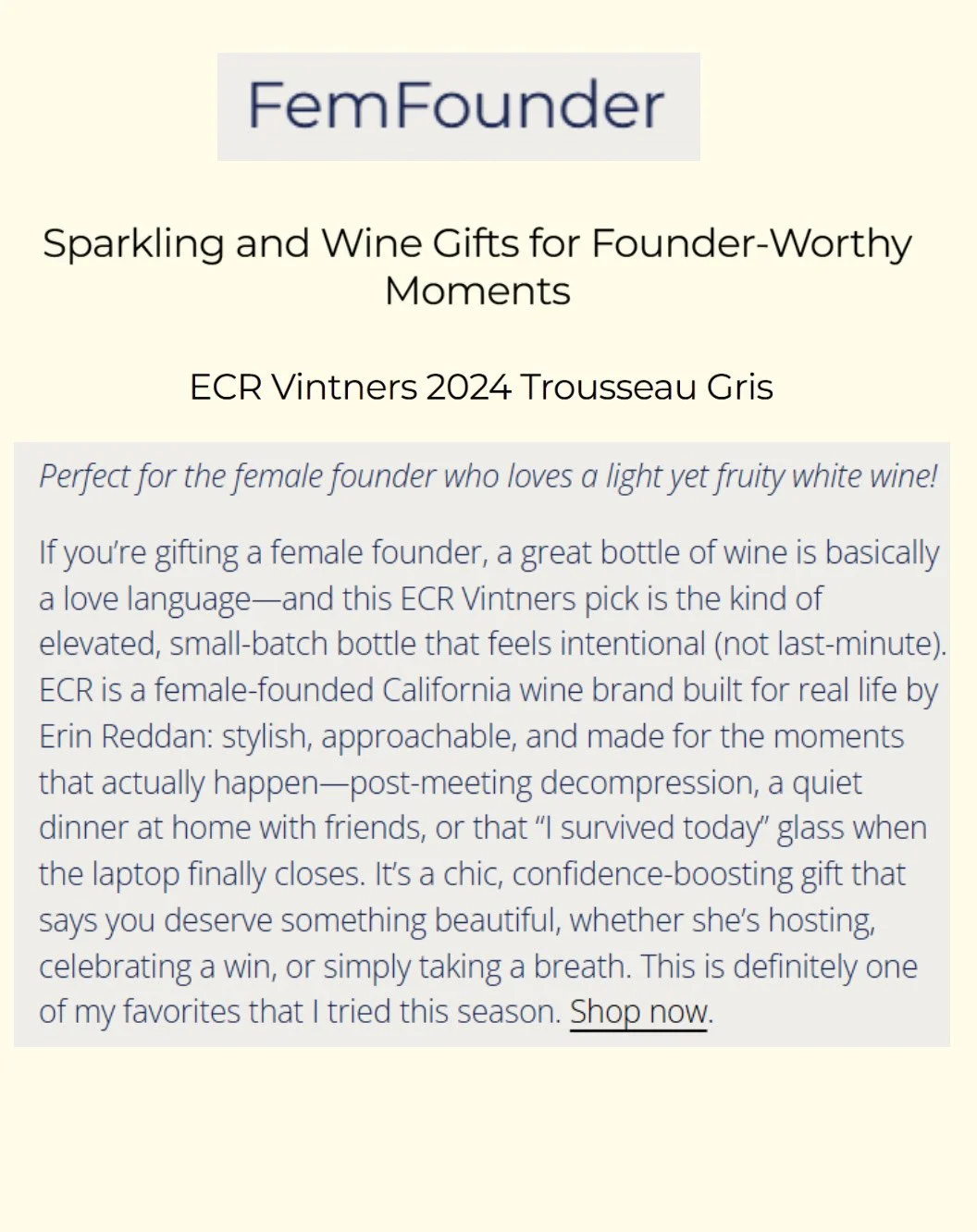 2024 Trousseau Gris featured in FemFounder