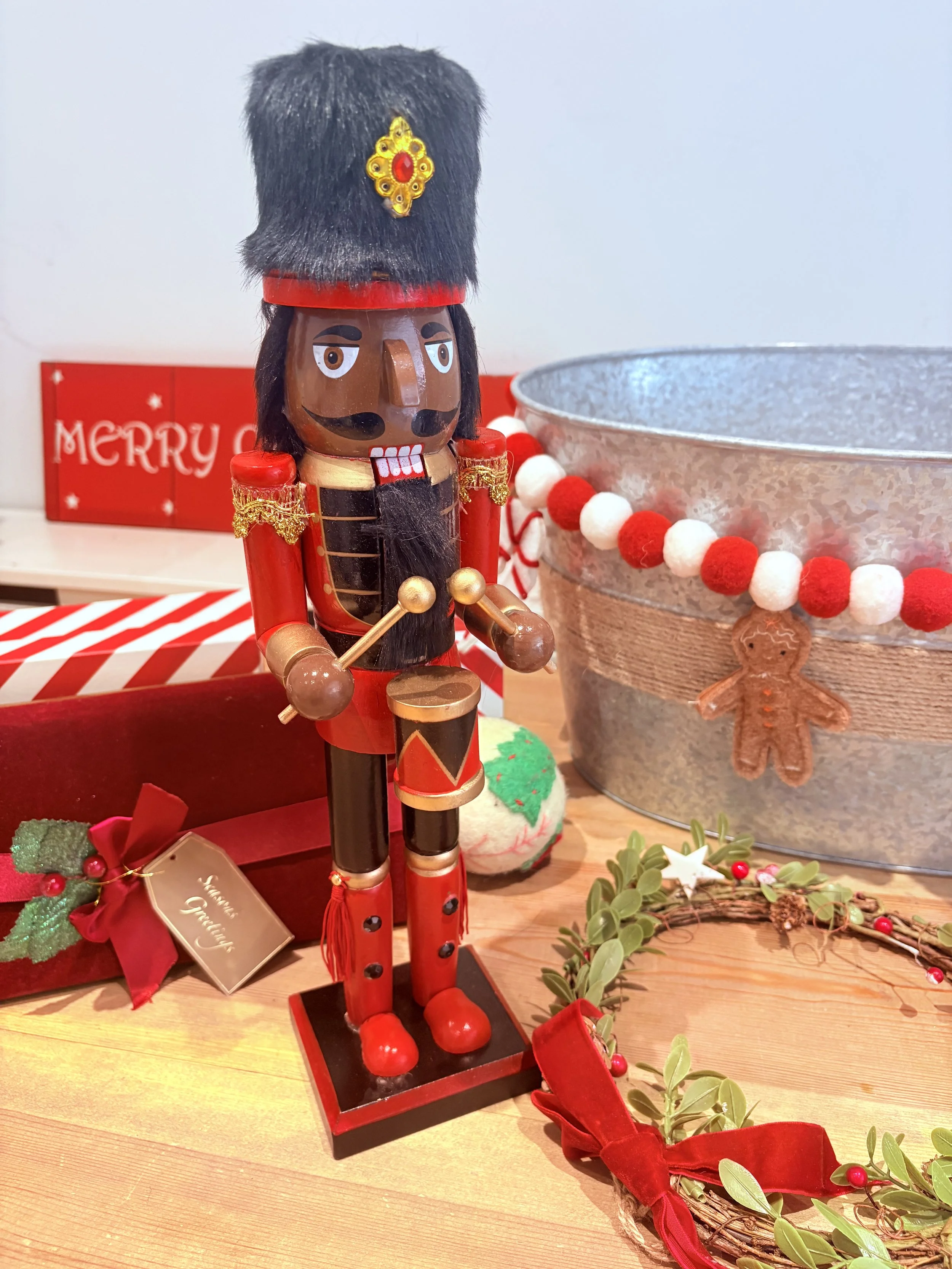 Large Black, Red & Gold Nutcracker drummer