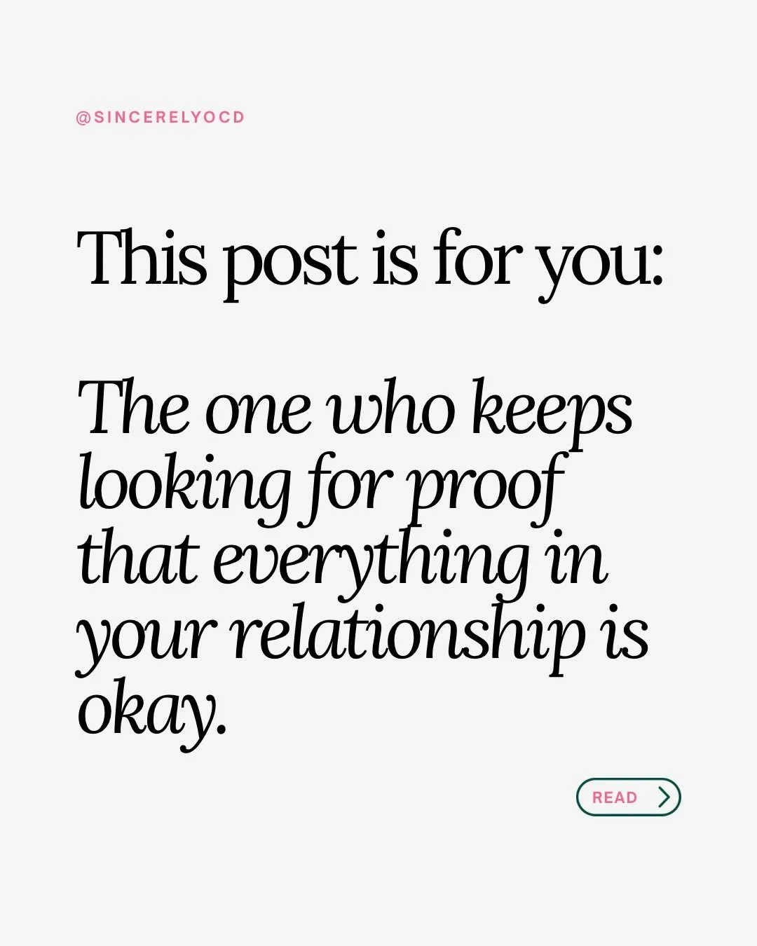 You don&rsquo;t have to keep living in that vigilance. You can learn &mdash; slowly, with support &mdash; that not knowing doesn&rsquo;t indicate threat. 

#ROCD #RelationshipOCD #OCDAwareness #AnxietyRecovery #ocdtreatment