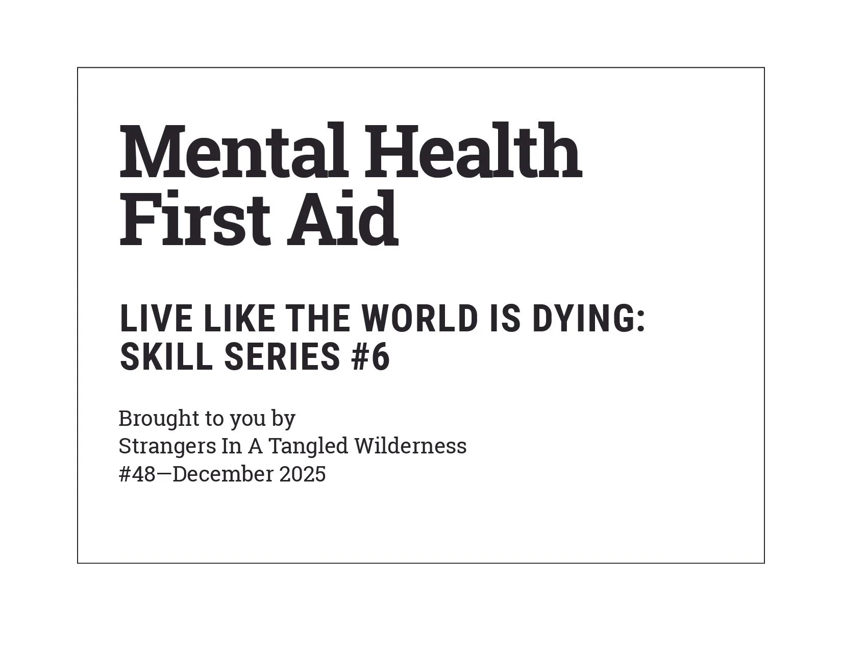 Mental Health First Aid