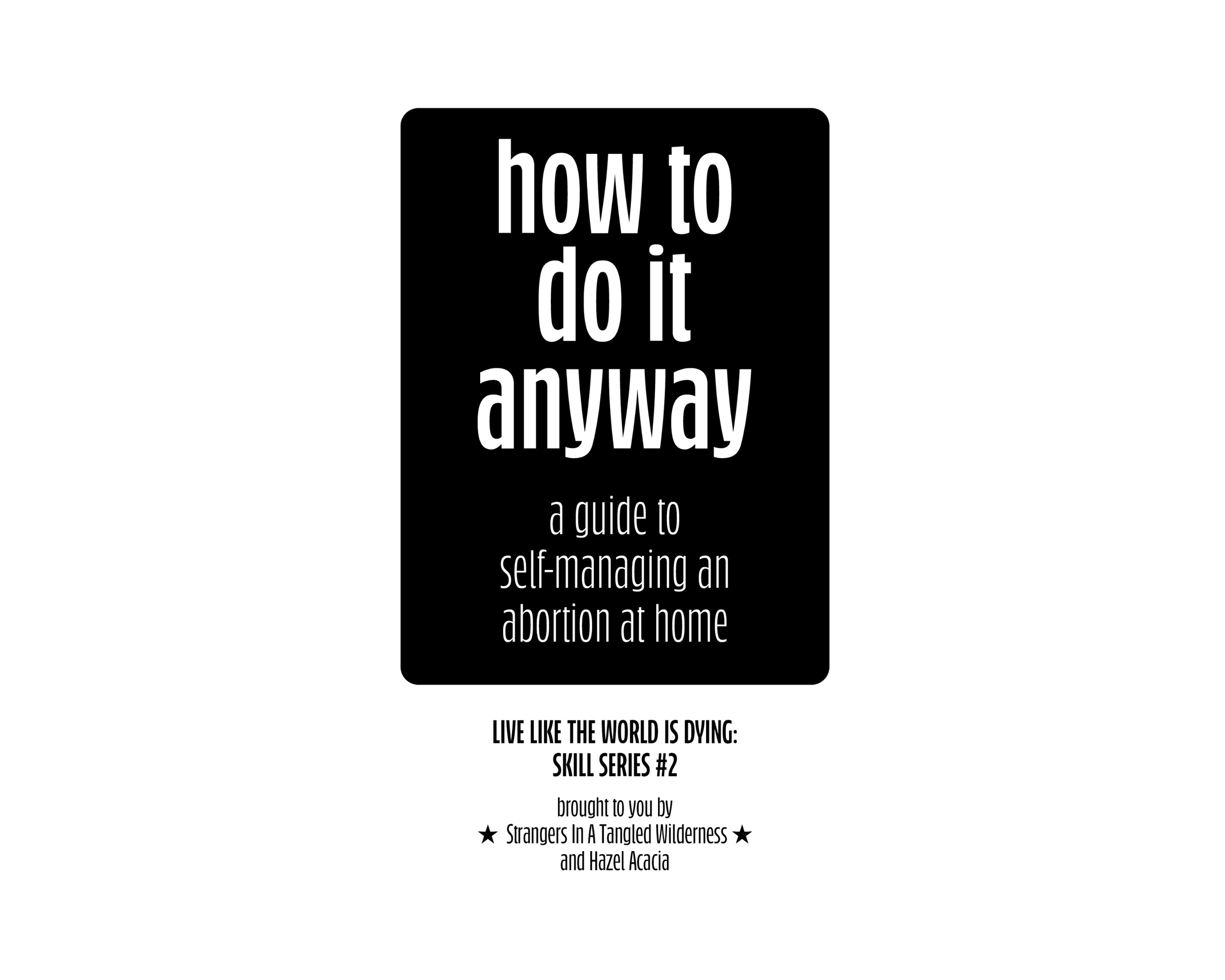 How To Do It Anyway: a guide to self-managing an abortion at home