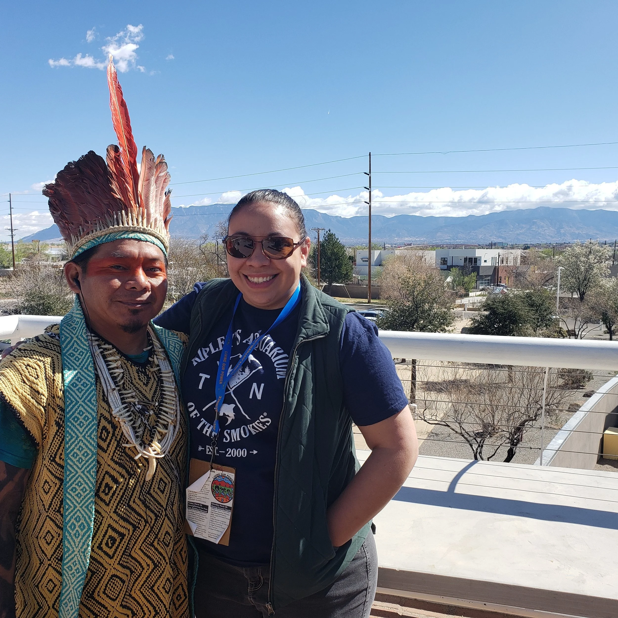 Taysha and the Chief of the Huni Kuin tribe at the Climate Justice Alliance Conference 