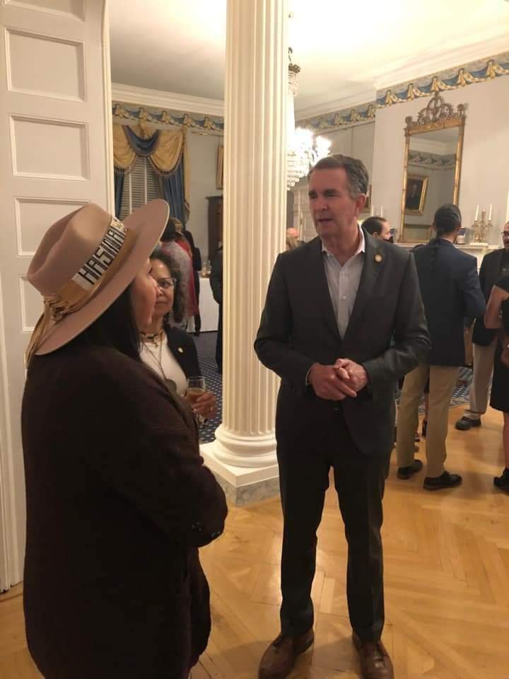 Taysha at the Governor's Mansion with outgoing Governor Northam for Native American History Month 
