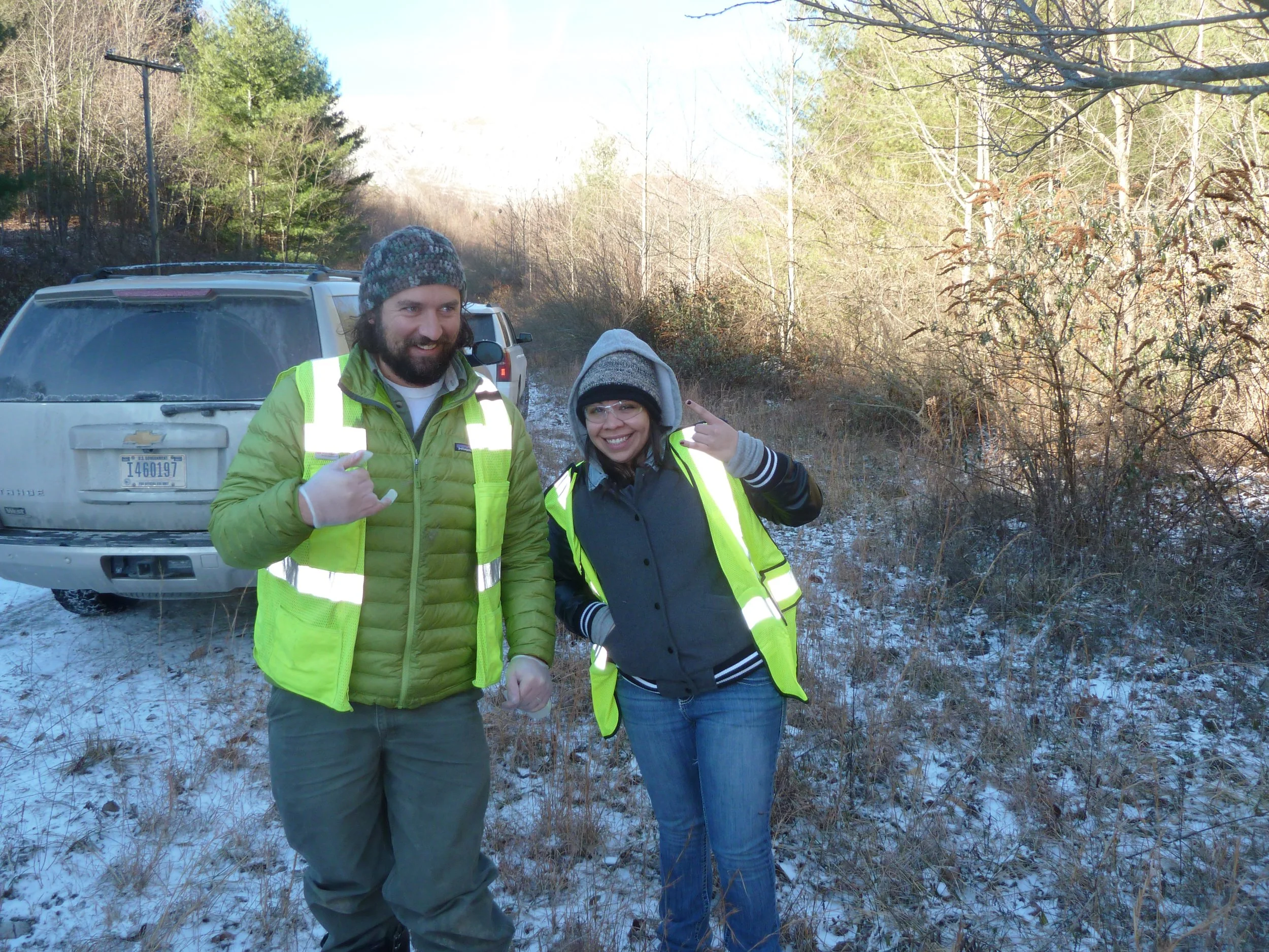 Taysha with Matt Hepler water testing on a citizen inspection 