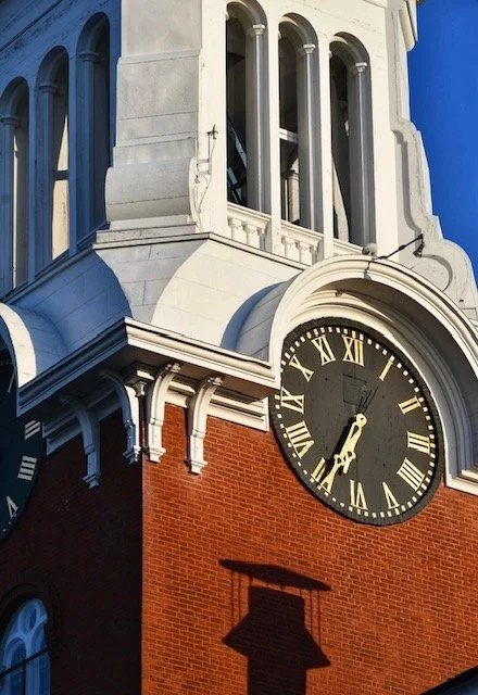clock tower in spring