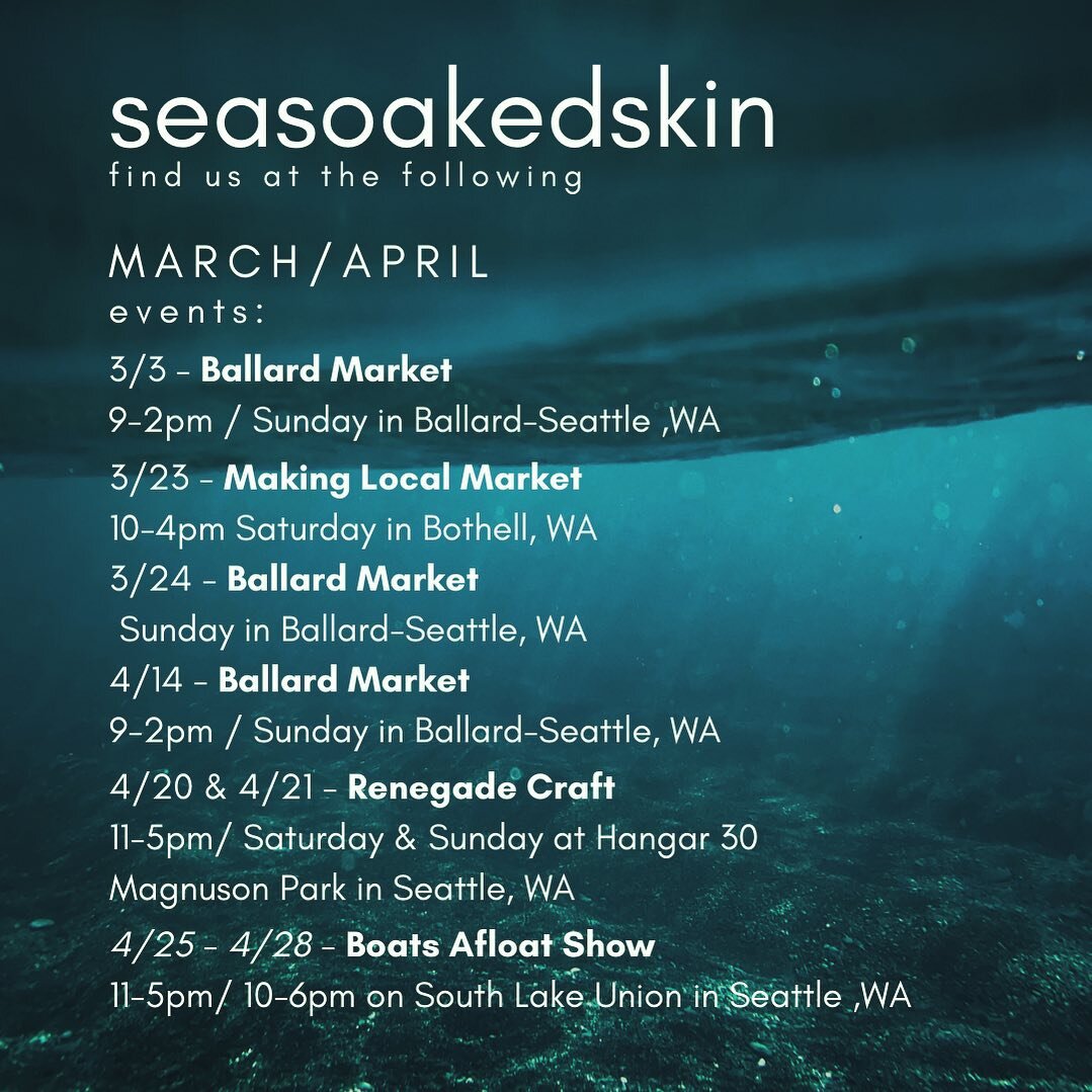 Dare we say that Spring is upon us sooner than we think?  While April showers do bring May flowers, we&rsquo;re bursting with activity this month and the next!  Have a look at where we&rsquo;ll be and come find us, grab some SeaSoaked goodness and re