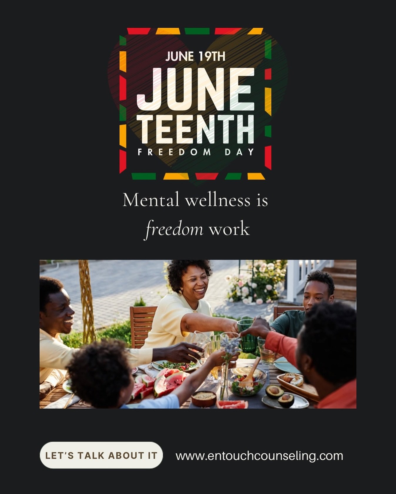 Freedom is not just physical it&rsquo;s emotional, mental, and generational.

On this Juneteenth, we honor the resilience of African Americans and reflect on the ongoing journey toward true liberation and healing.

Therapy is one way Black Americans 
