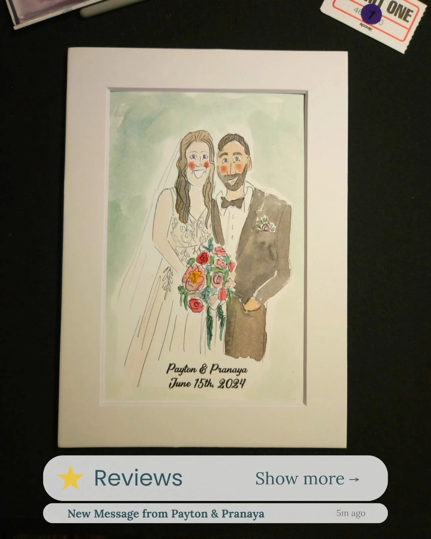 Swipe to read one of the kindest reviews I&rsquo;ve ever received 💛
Payton &amp; Pranaya&rsquo;s wedding at Turner Hall was my first 200+ guest celebration &mdash; and wow, what a night! From painting live portraits nonstop to seeing guests&rsquo; r