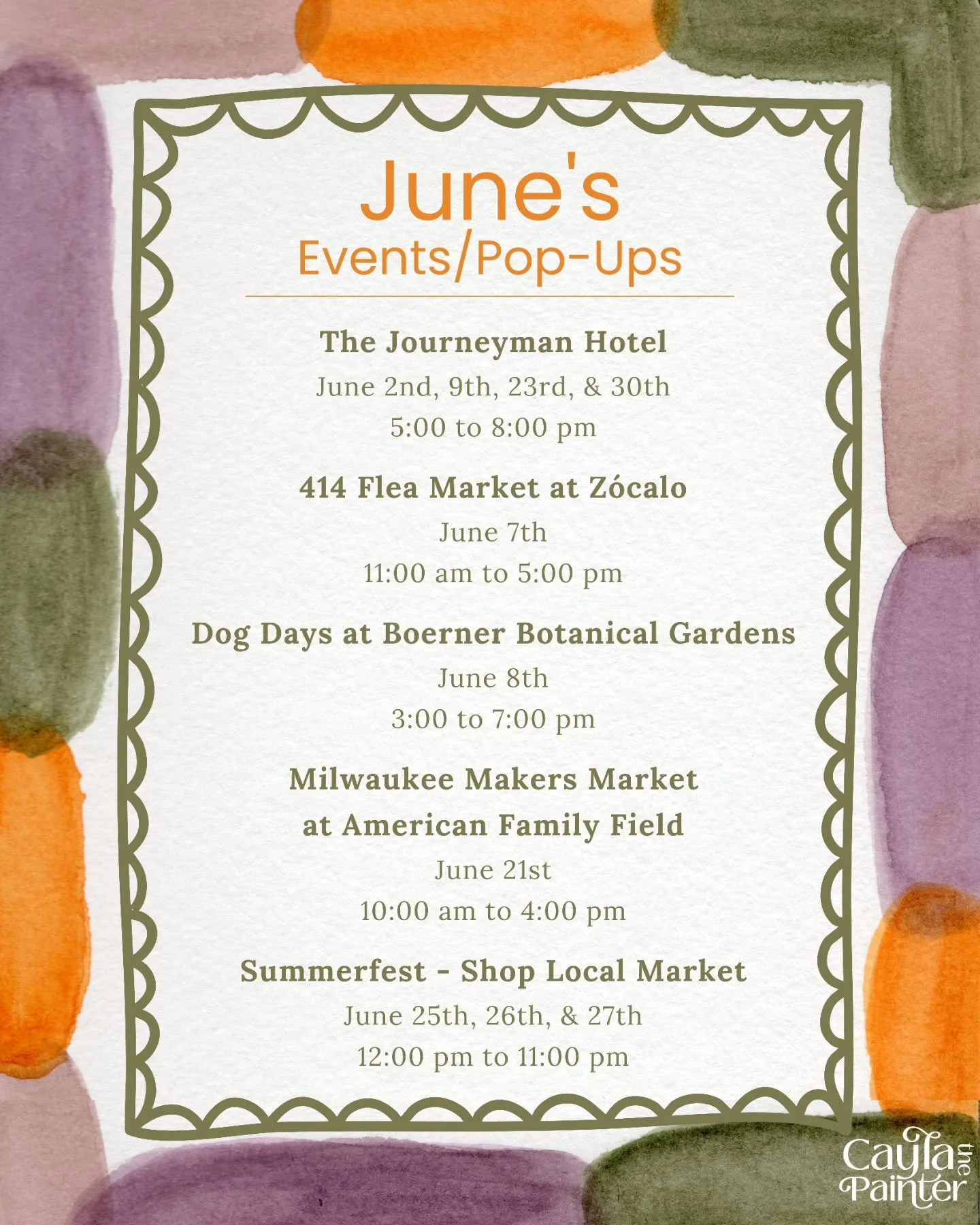 ✨ June Pop-Ups &amp; Live Painting Events ✨

I am SO, SO excited for this month's lineup of live painting events and pop-ups! Every month I get to paint in new places, meet incredible people, and create little keepsakes and memories through art... an