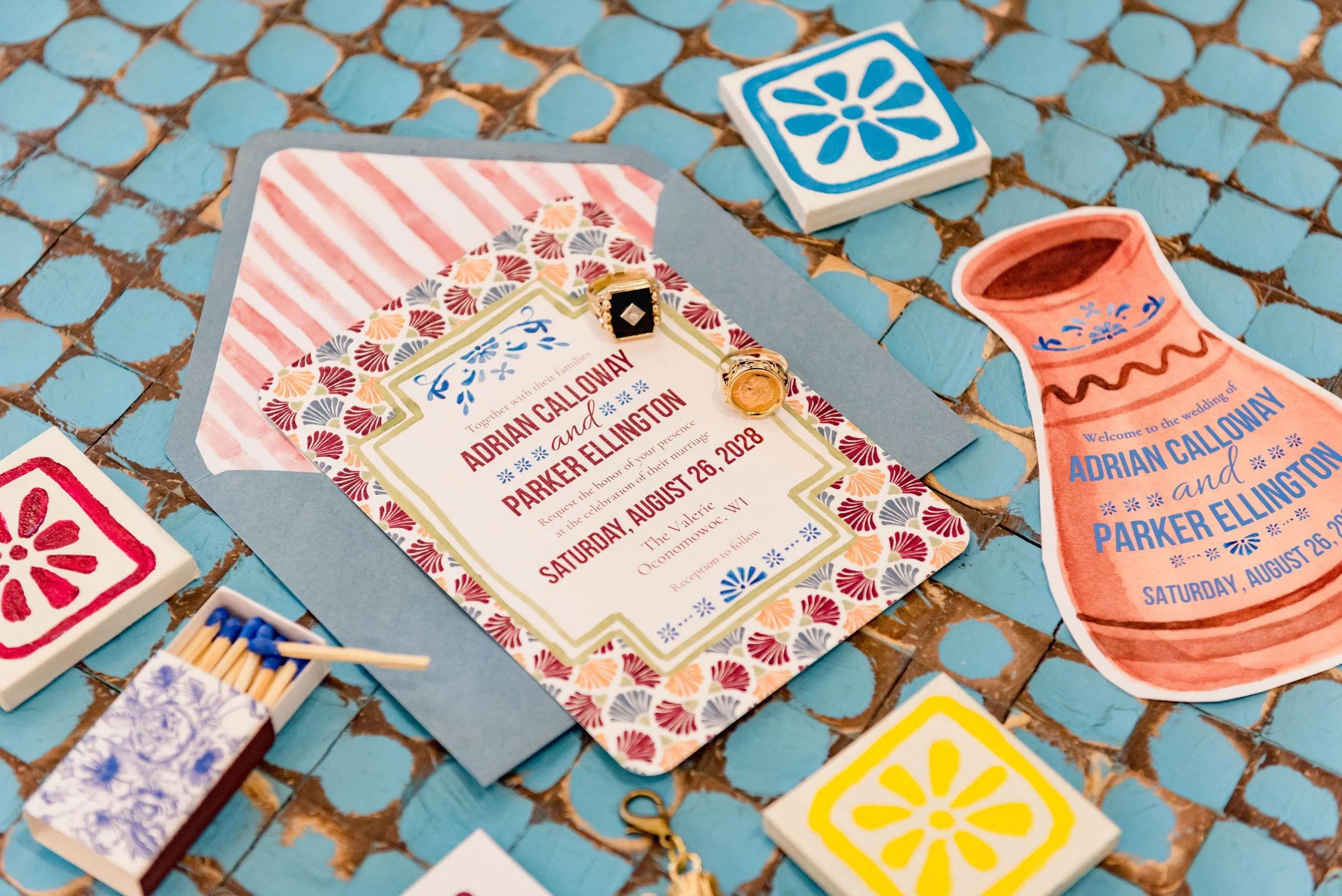 Wedding stationery flat lay photo. 