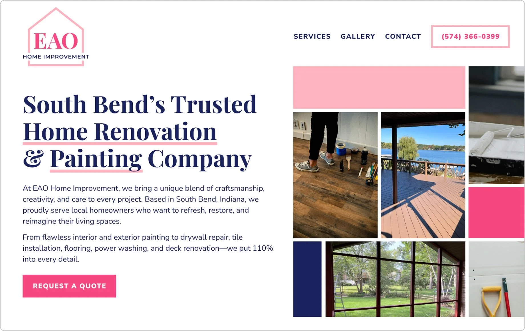 Website design and logo concept for a home renovation company