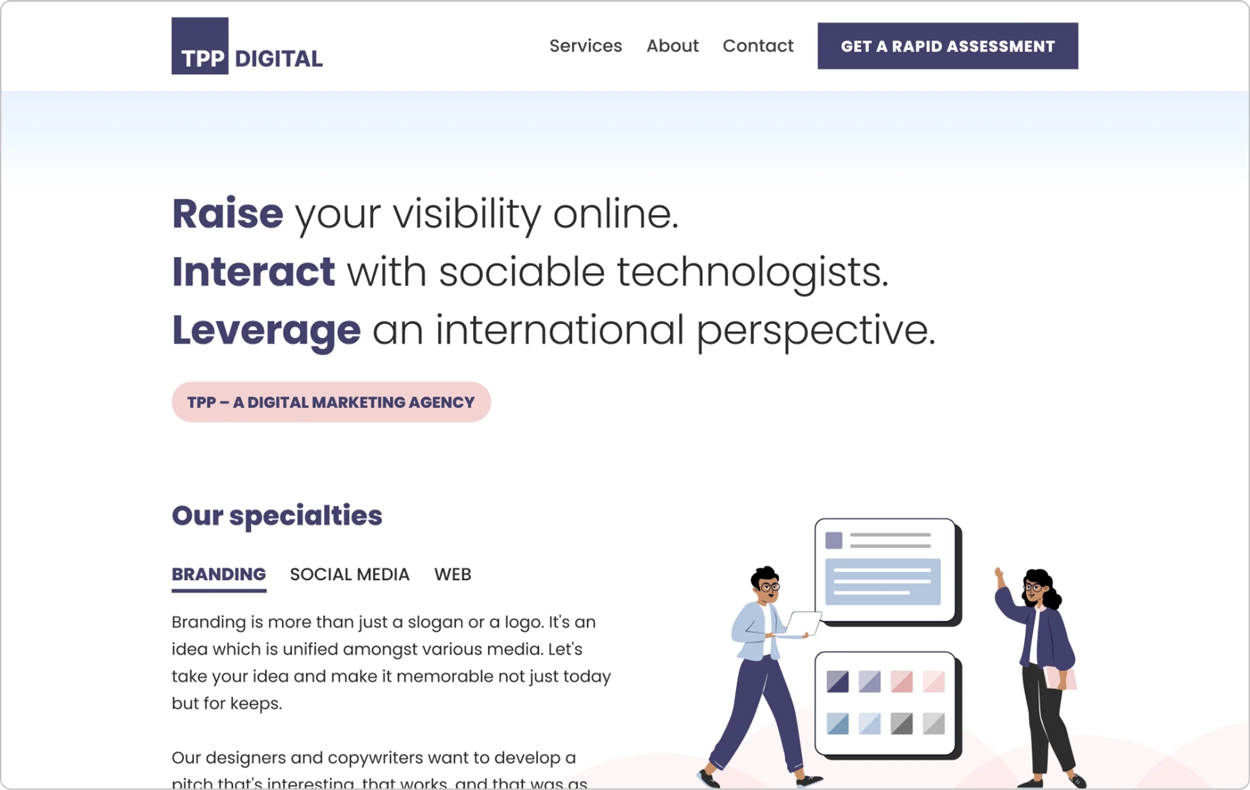 Website design for TPP Digital, a digital marketing agency