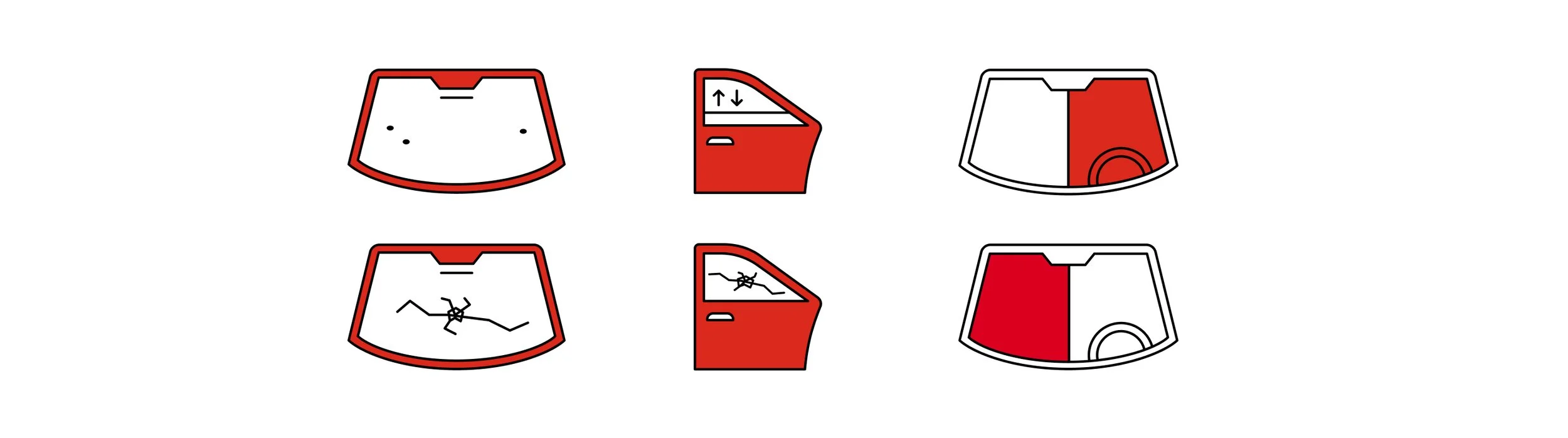 Glass damage icons to assist customers in accurate damage selection