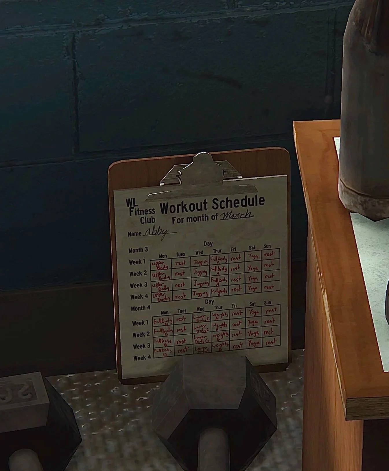 Abby's Official Training Schedule