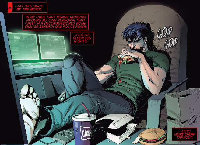 Jason Todd, Red hood eating a burger