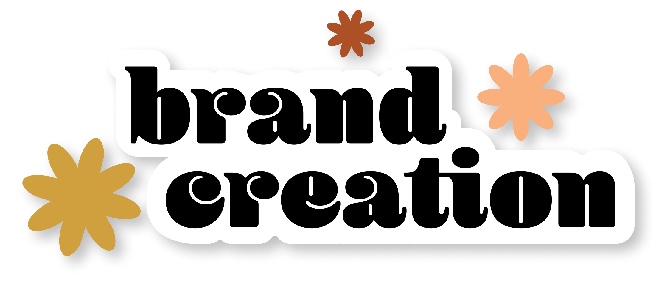 White sticker that says "brand creation"