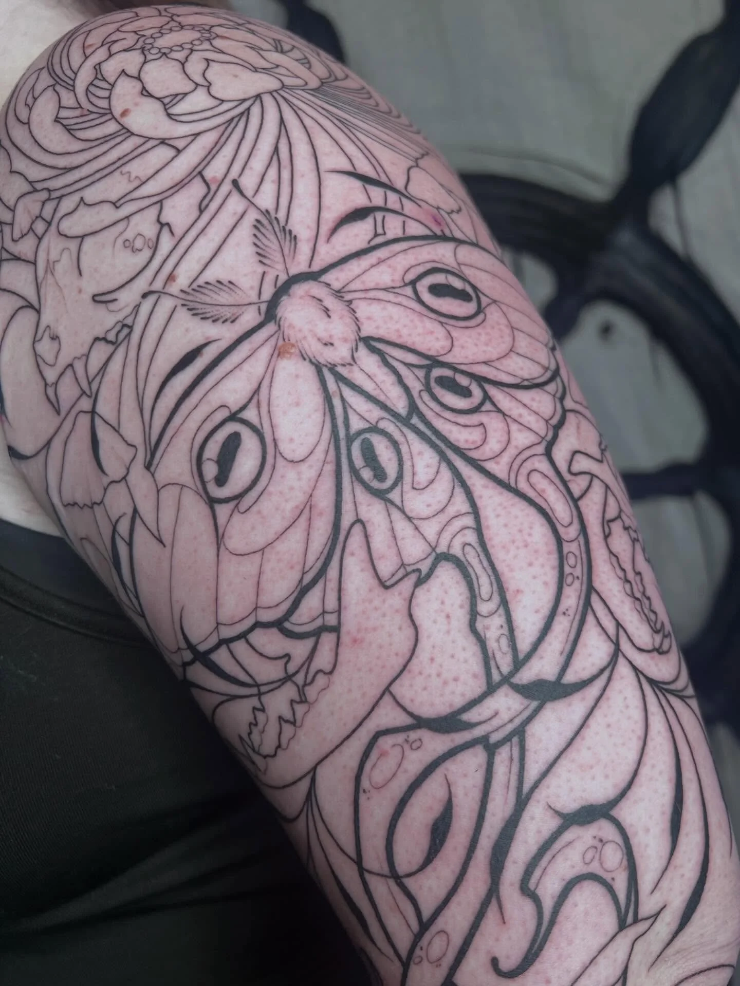 A beautiful start to this half sleeve month with chrysanthemums, mushrooms &amp; animal skulls! Loving all of the projects I&rsquo;ve started recently 🥰

Books are open for December!📖

DM to book or click the link in my bio!🔗

-
#mnfemaletattooart