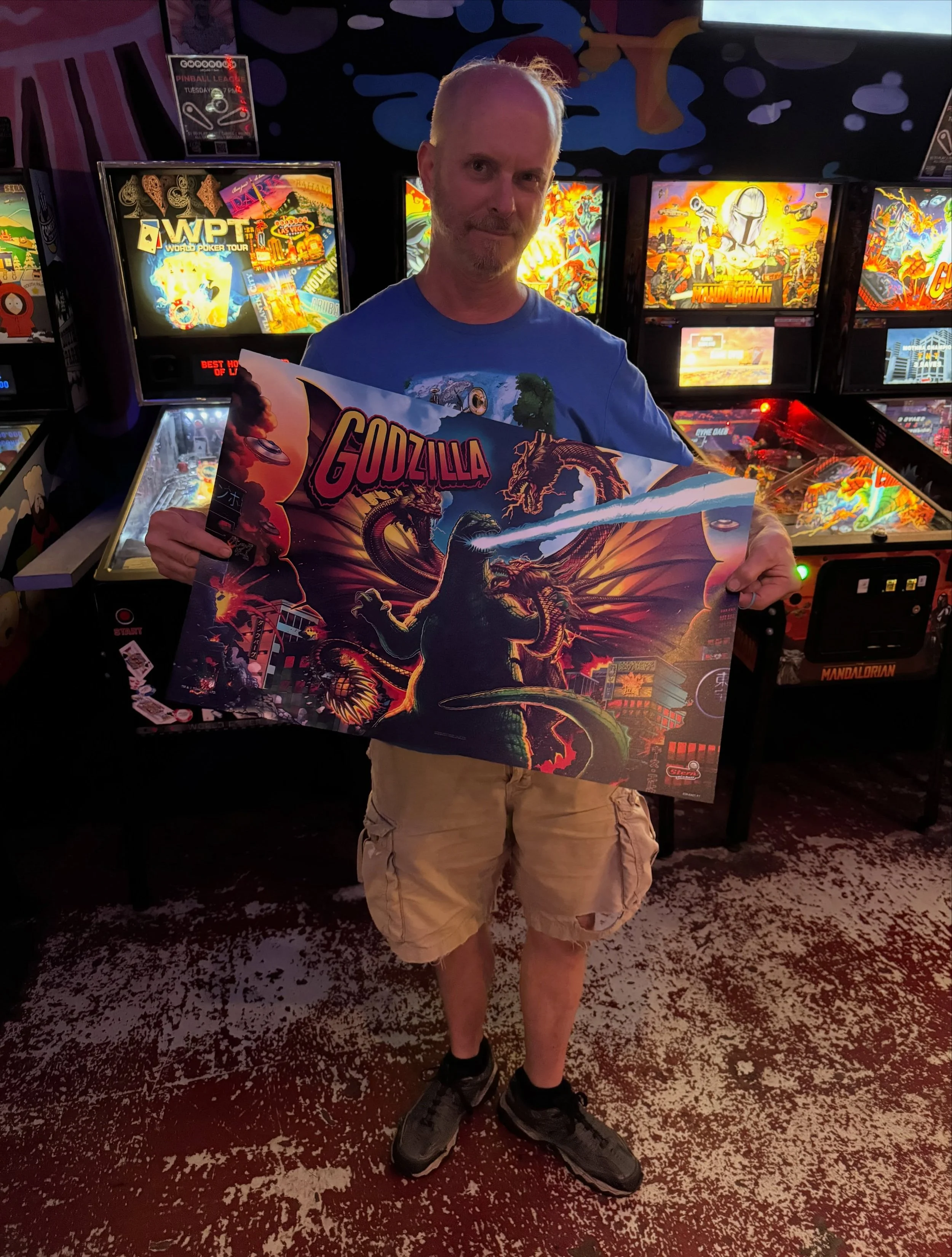 This is Chris. Every Tuesday, Chris has the chance to win a prize and play pinball with friends. Here&rsquo;s Chris with his new @sternpinball Godzilla translite. Be like Chris - play pinball, win prizes, leave happy. 

💪🏼 NOLA&rsquo;s best pinball