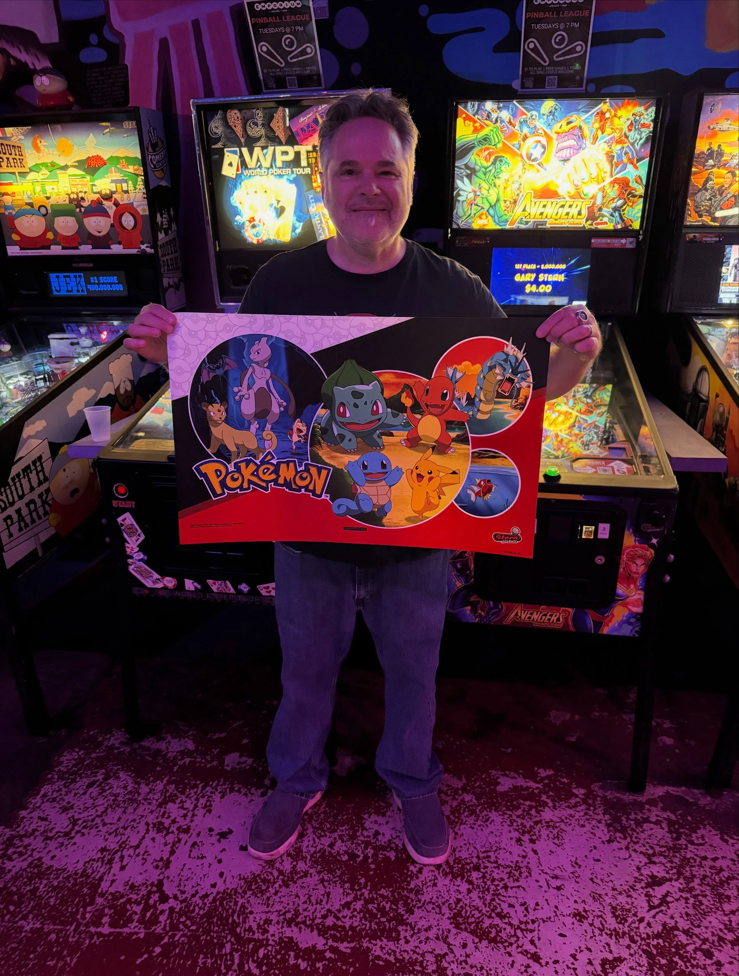 🕺 Larry showed up in week 4 pinball league, 🧹 sweeping the completion and scoring the sweet @sternpinball @pokemon translite 🏆 join us again this Tuesday for more flips 🔥 

💪🏼 NOLA&rsquo;s best pinball league meets every Tuesday at 7pm  @empori