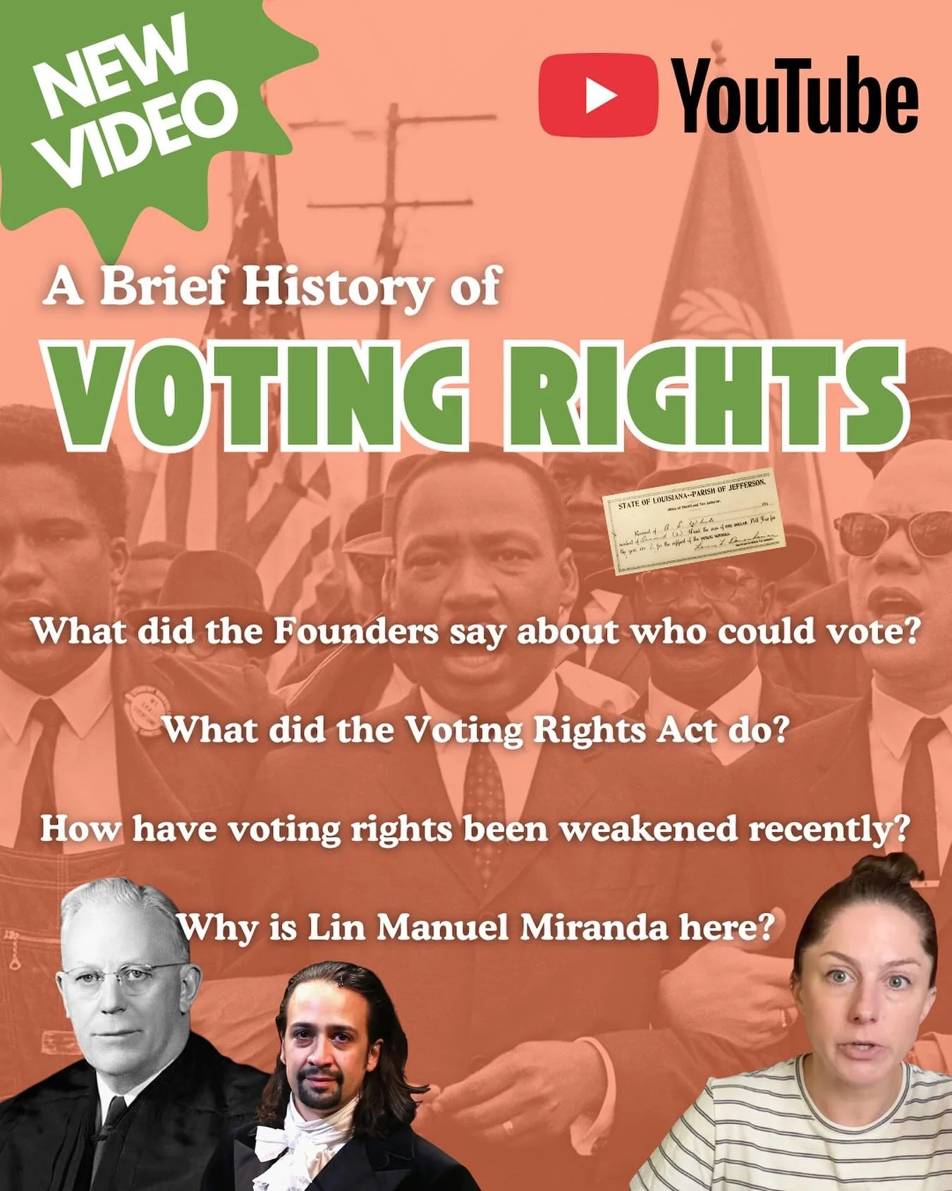 So the Voting Rights Act is still a thing but also not really. Basically the Supreme Court has carved out anything that could be used to prevent racial discrimination so&hellip; kinda THE WHOLE POINT. Anyway, go watch now on YouTube. Ask questions in