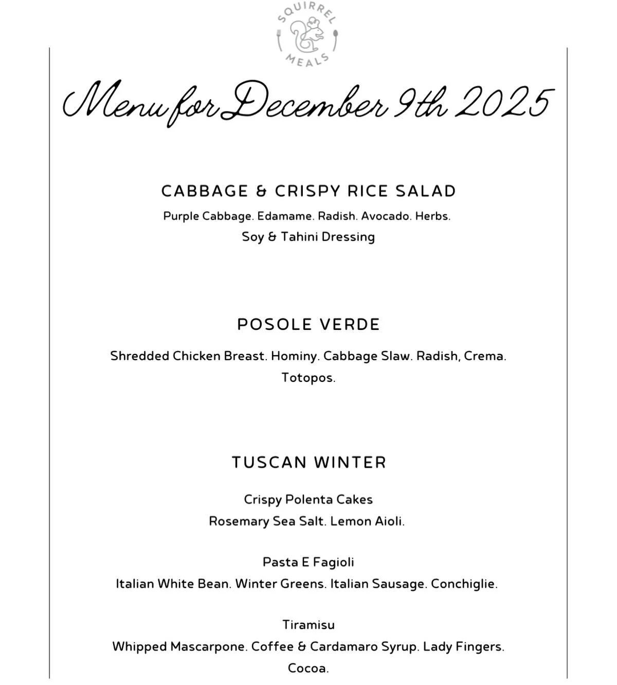 This Week&rsquo;s Meals are out for delivery! Next Week&rsquo;s Menu is up. Store is open for your orders. Don&rsquo;t miss out!