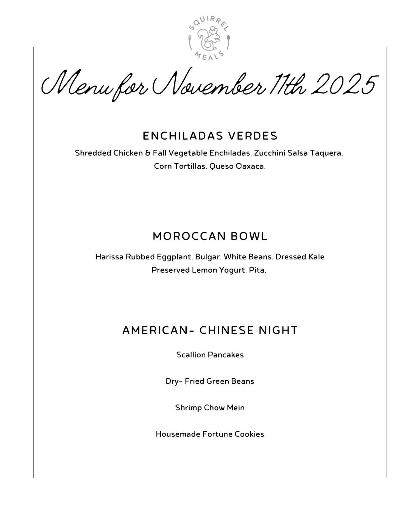 Next week&rsquo;s menu! Made a few last minute adjustments to create a little more balance and a little less spice 🔥 We are endlessly tweaking, adjusting and refining to make these meals the most nutritious and most accessible for you all. Get your 