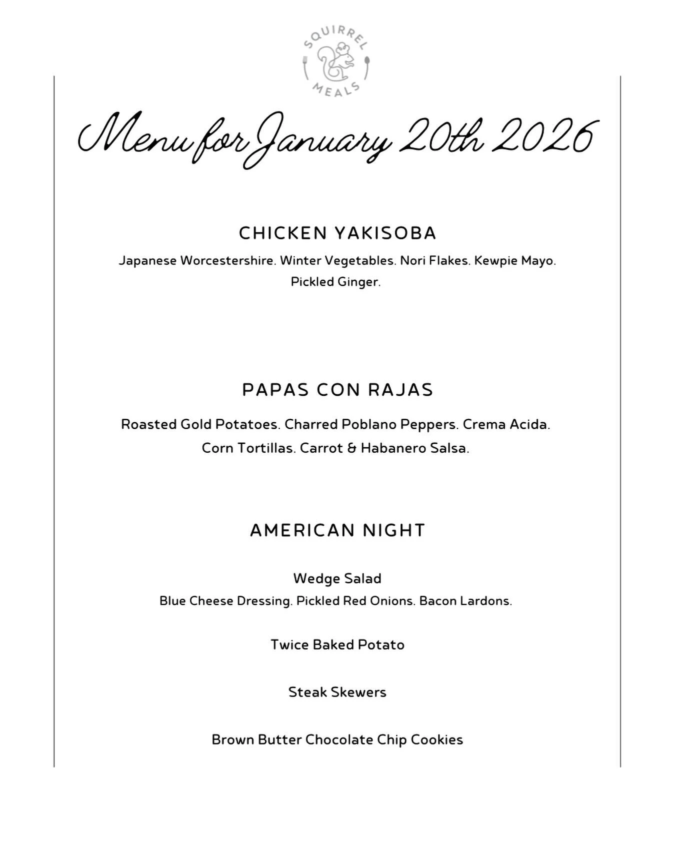 Next weeks menu is live! Order by Friday at midnight to ensure Tuesday pickup or delivery!