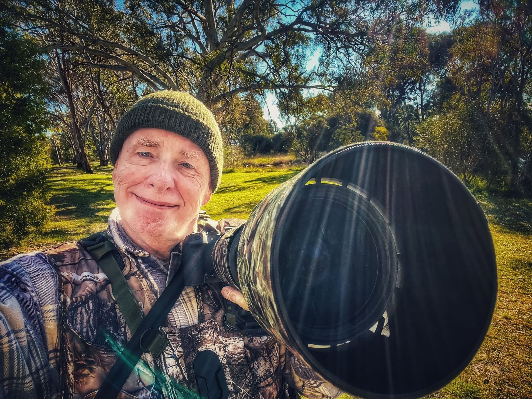 Daryl out with his camera looking for birds.