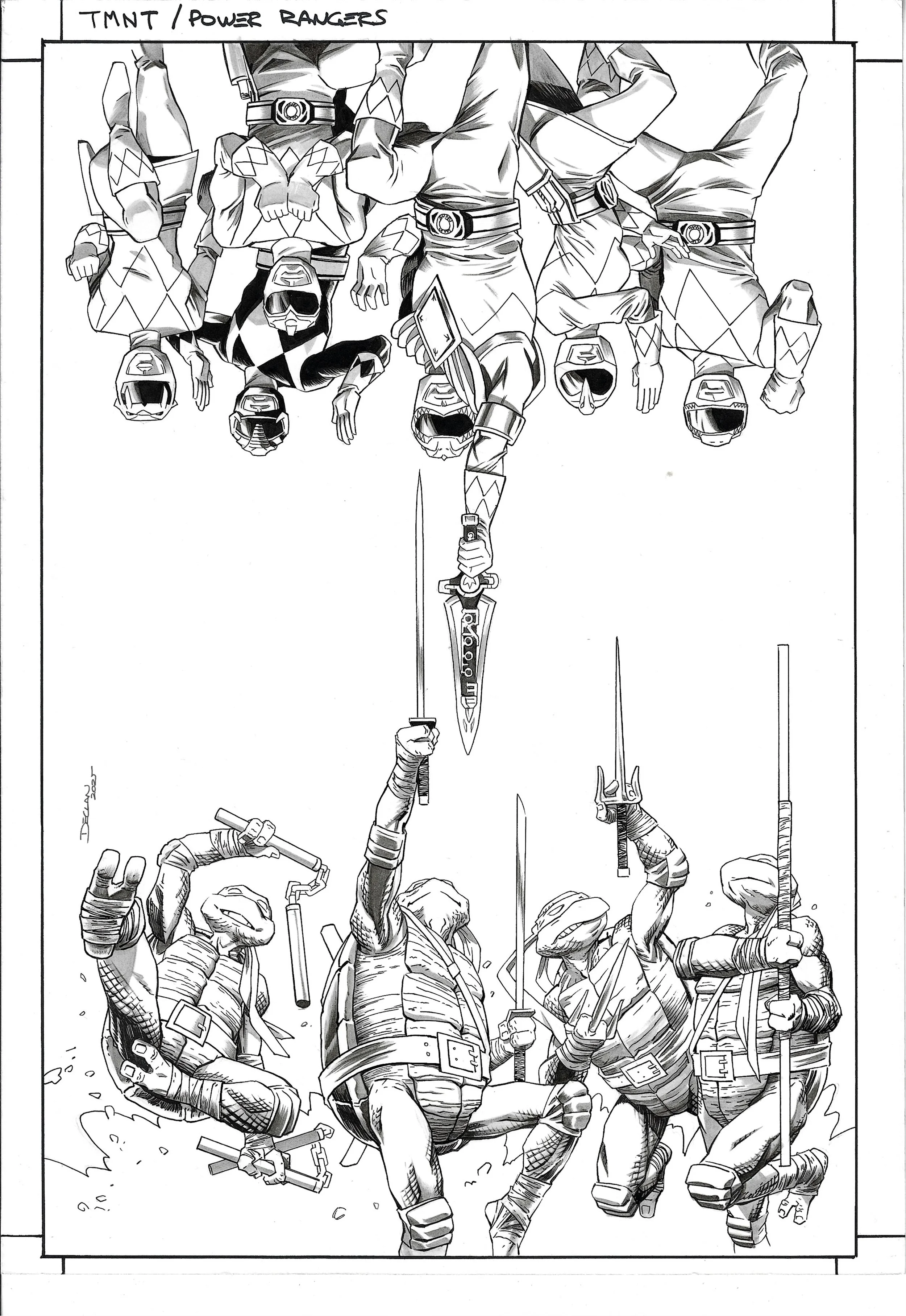 Power Ranger Scroll Artist Mighty Morphin Power Rangers/TMNT III : Issue 01 Variant Cover Art ...