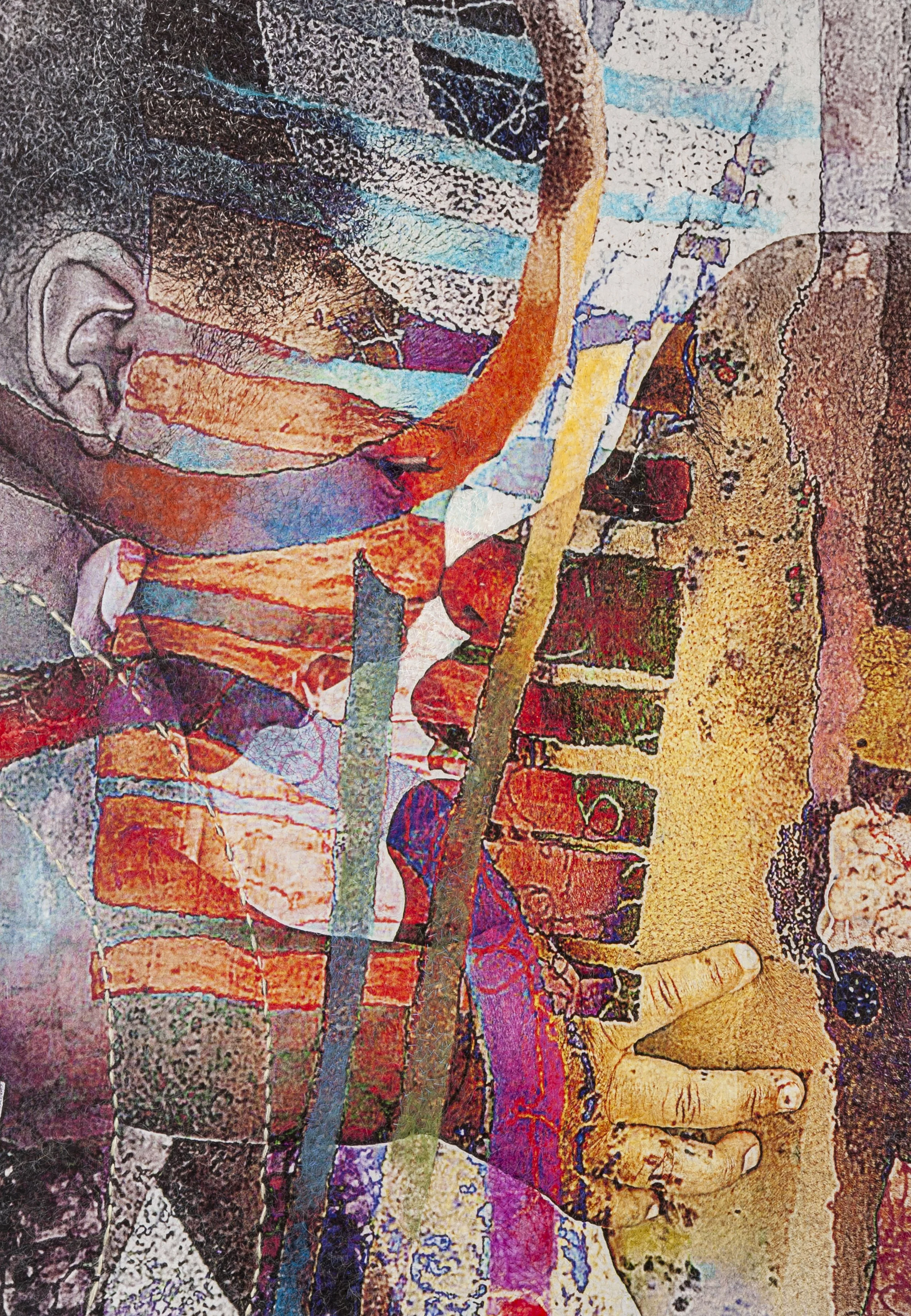 Touch //2, 2021, Nuno Felted Merino Wool on Silk, 114cm x 80cm