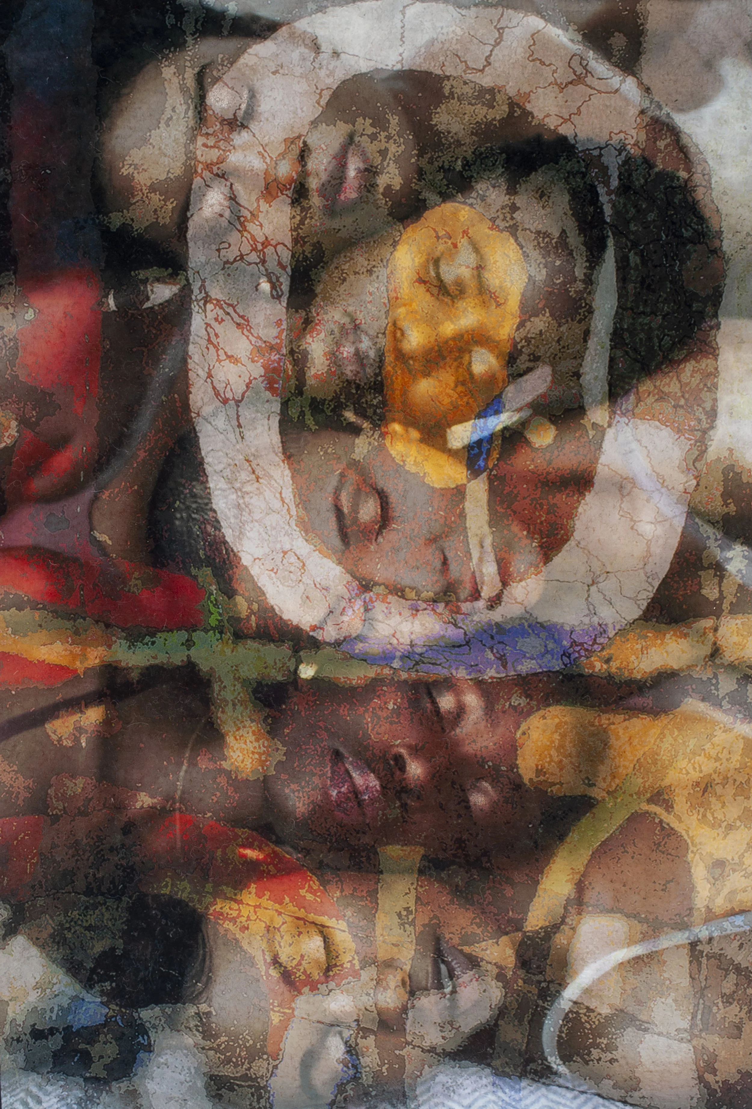 Sleeping Beauties //1, 2021, Nuno Felted Merino Wool on Silk, 120 x 175cm