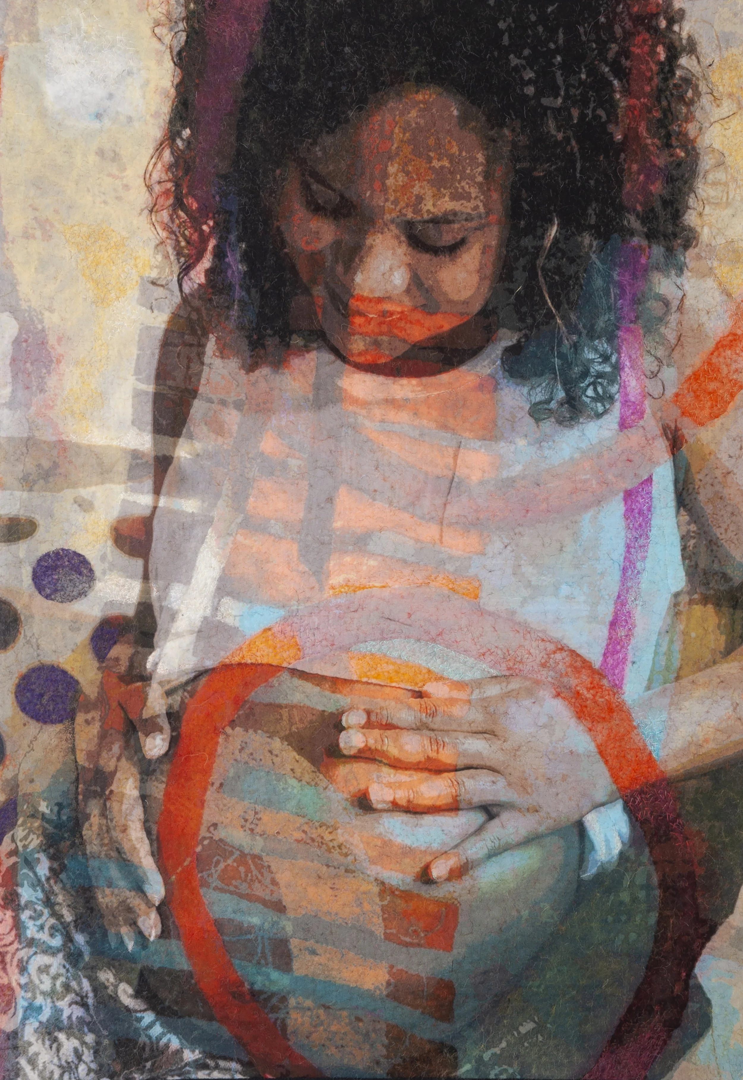 Touch //1, 2021, Nuno Felted Merino Wool on Silk, 114cm x 80cm