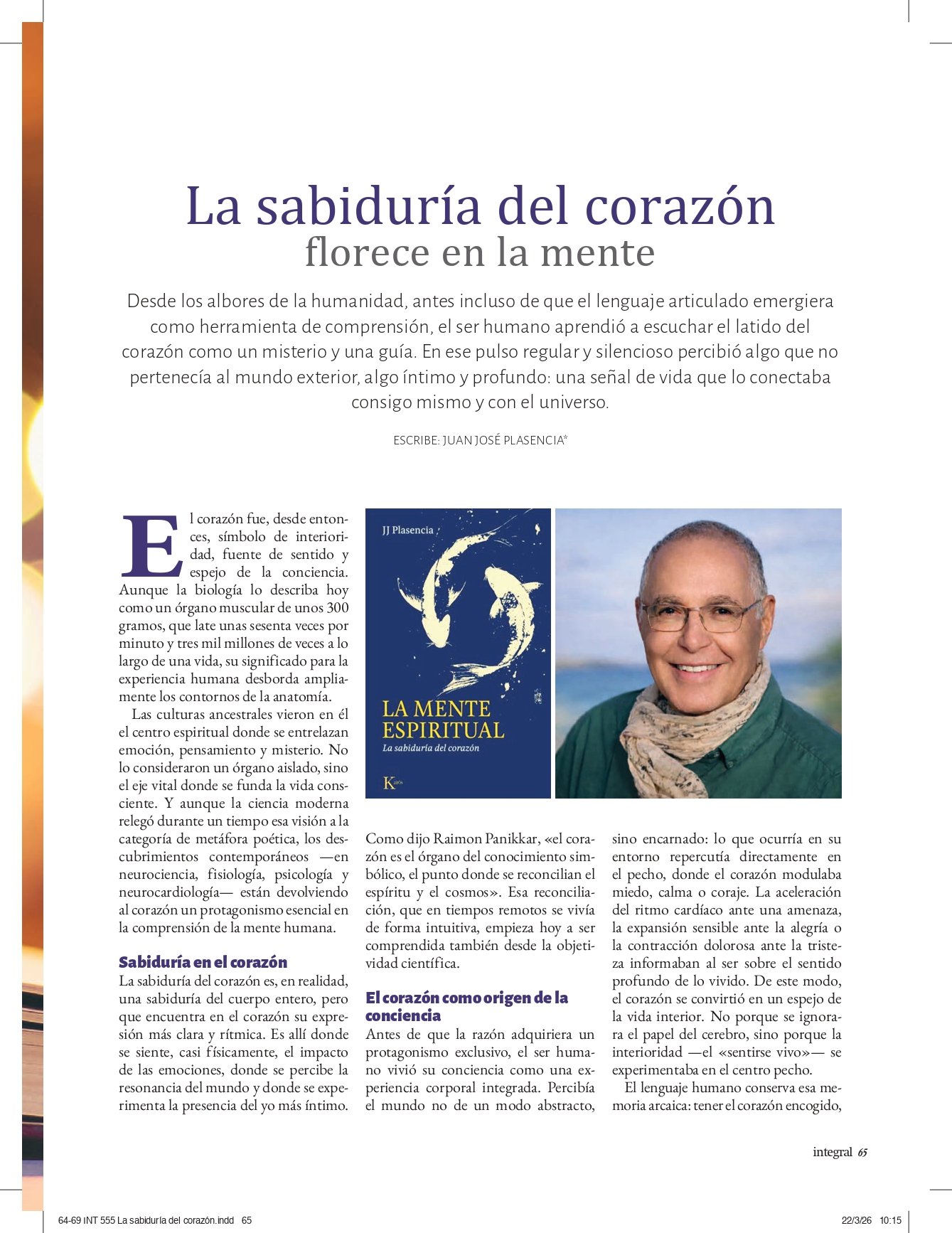 Artículo de Juan José Plasencia en la revista Integral