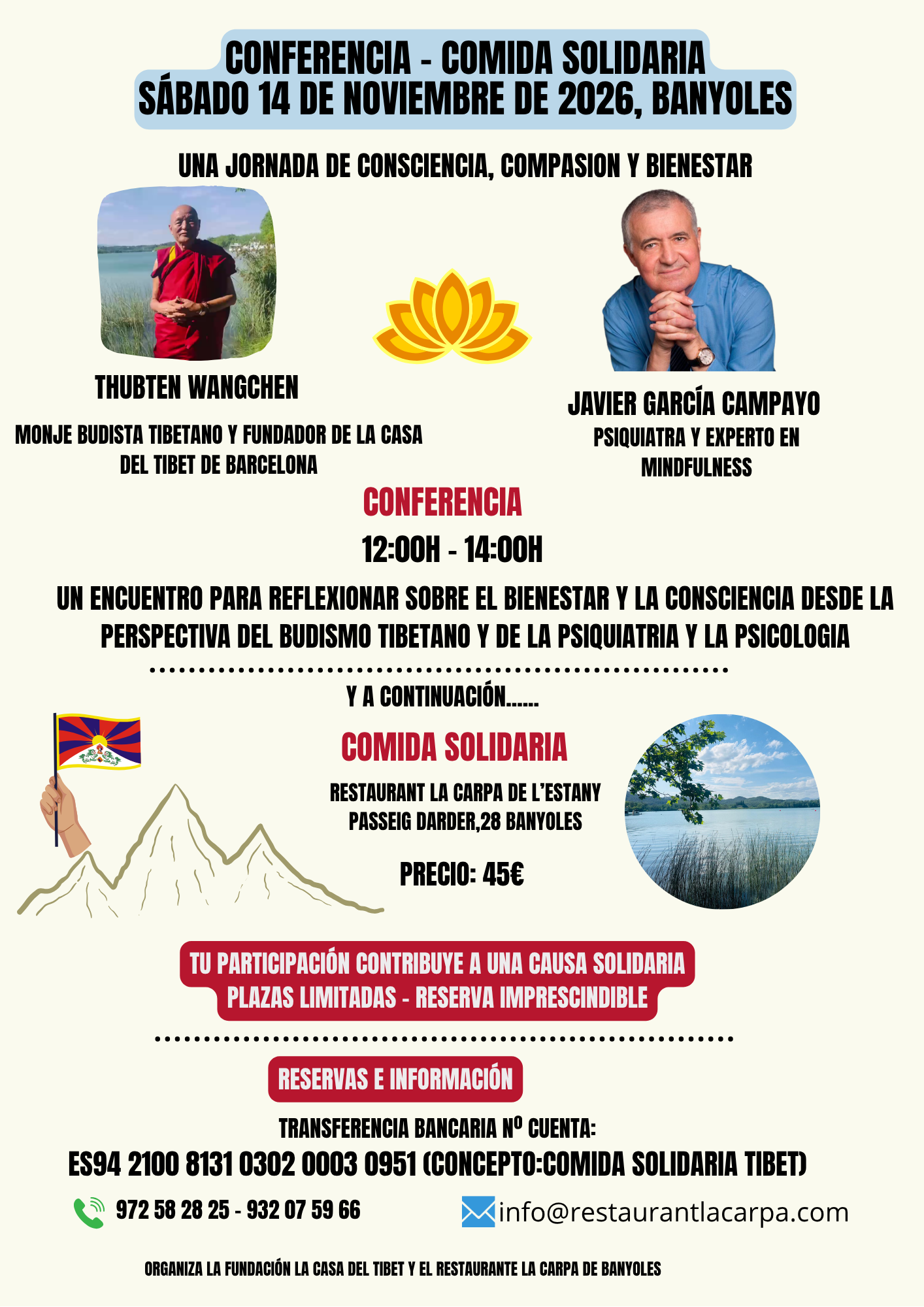 Conferencia y Comida Solidaria con THUBTEN WANGCHEN y JAVIER GARCÍA CAMPAYO