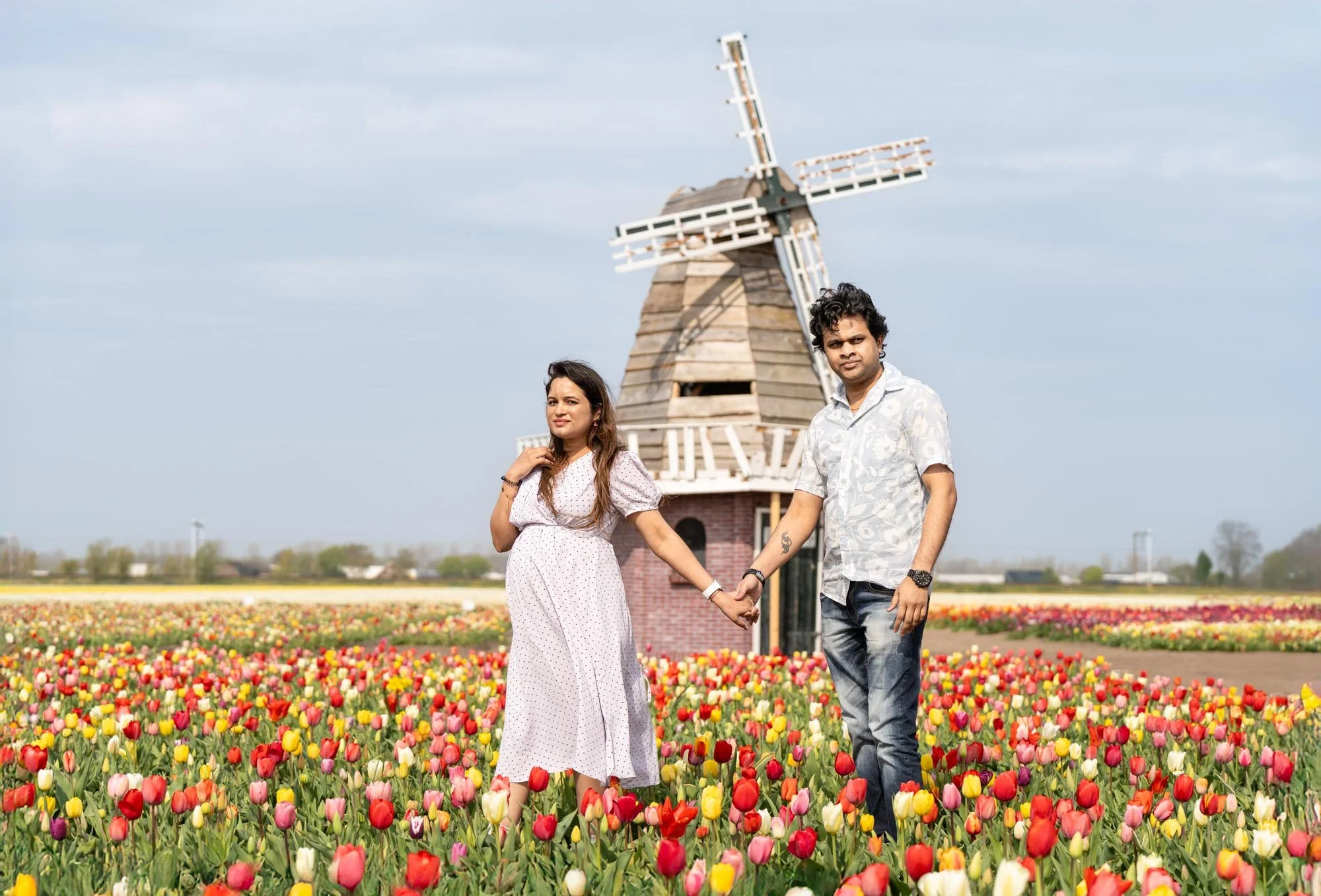 Photoshoot in a tulip field Amsterdam