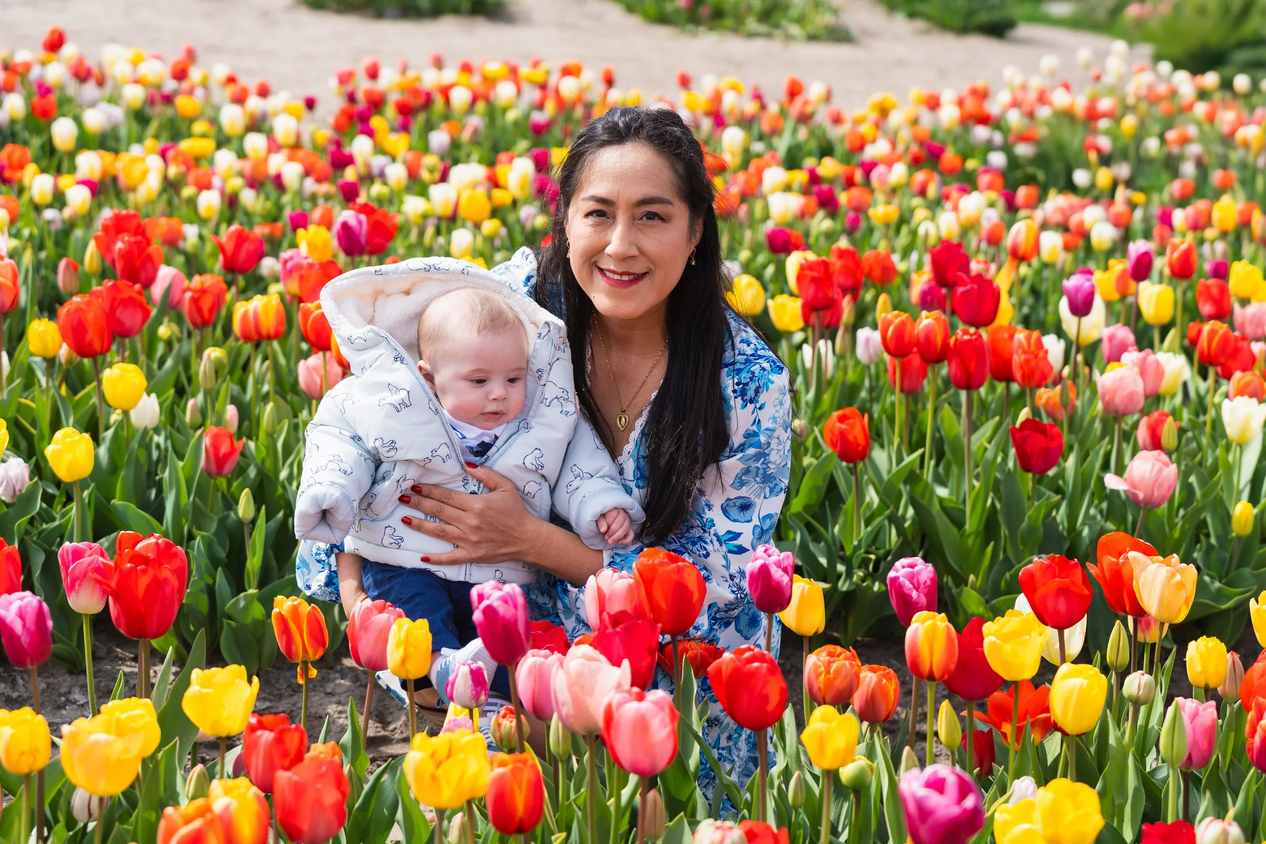 Photoshoot in a tulip field Amsterdam