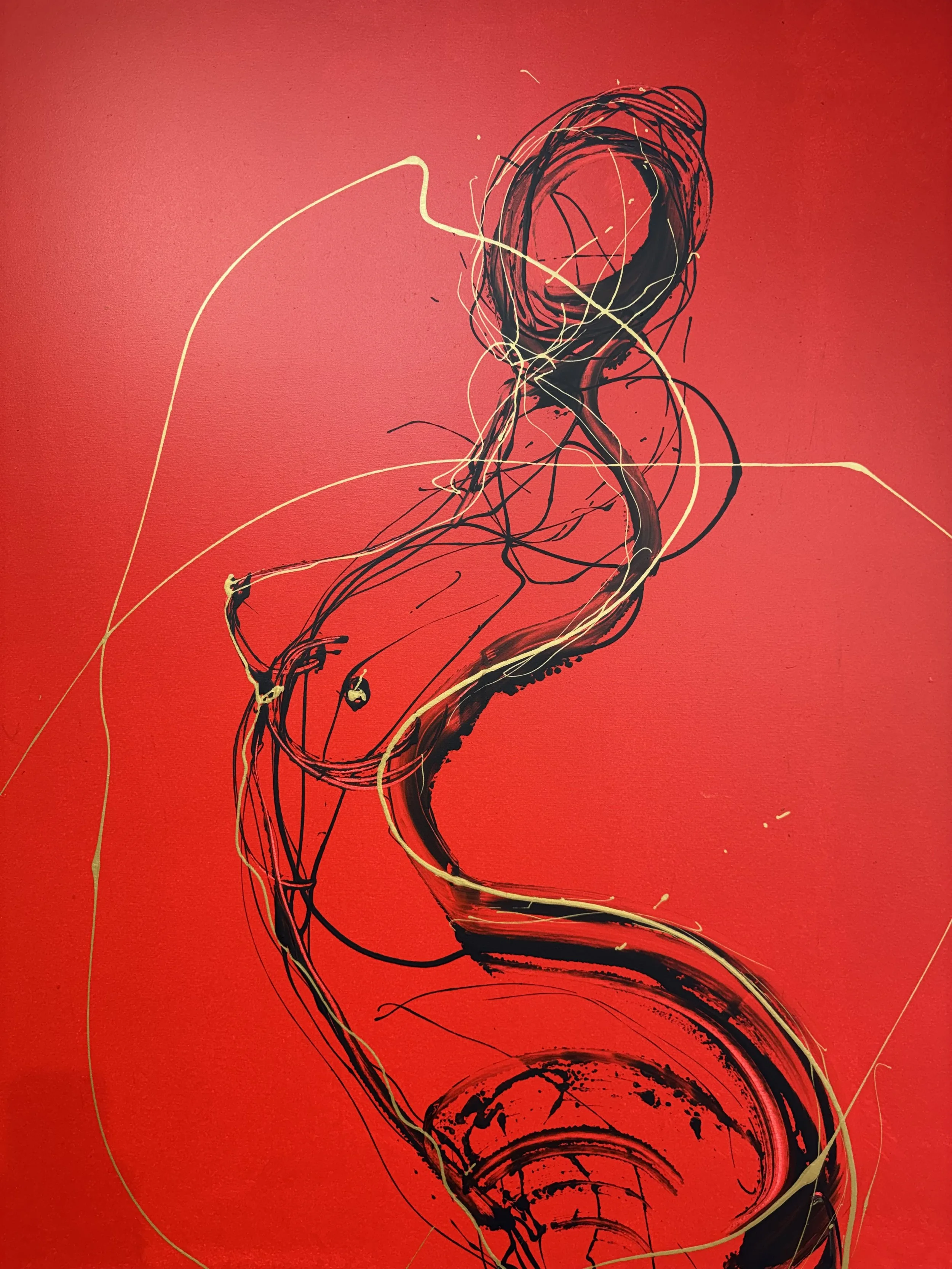Singing the Blues — abstract figurative painting by Yücel Erdogan