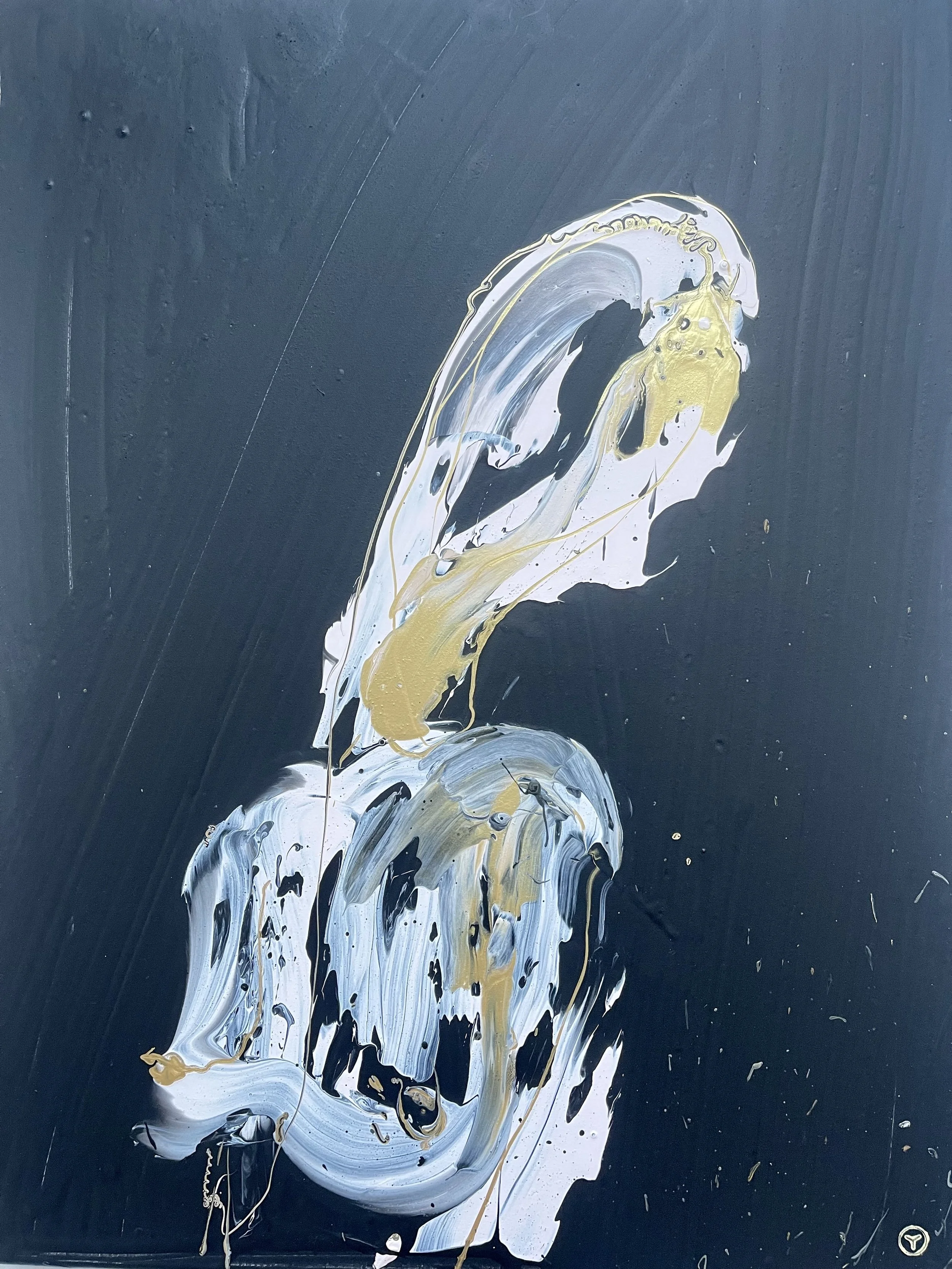 Devotion — abstract figurative painting by Yücel Erdogan