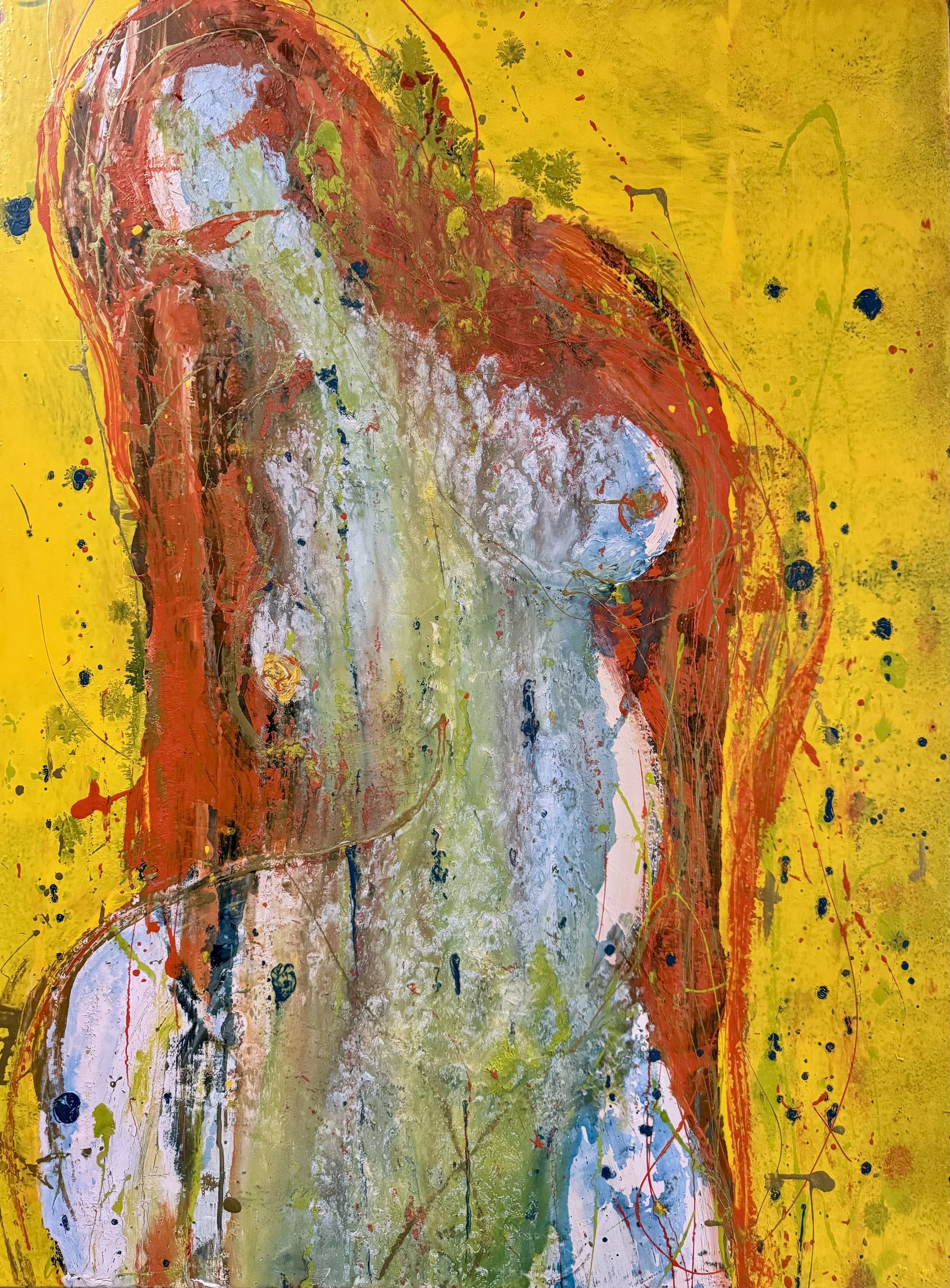 Cries of Rapunzel — abstract figurative painting by Yücel Erdogan