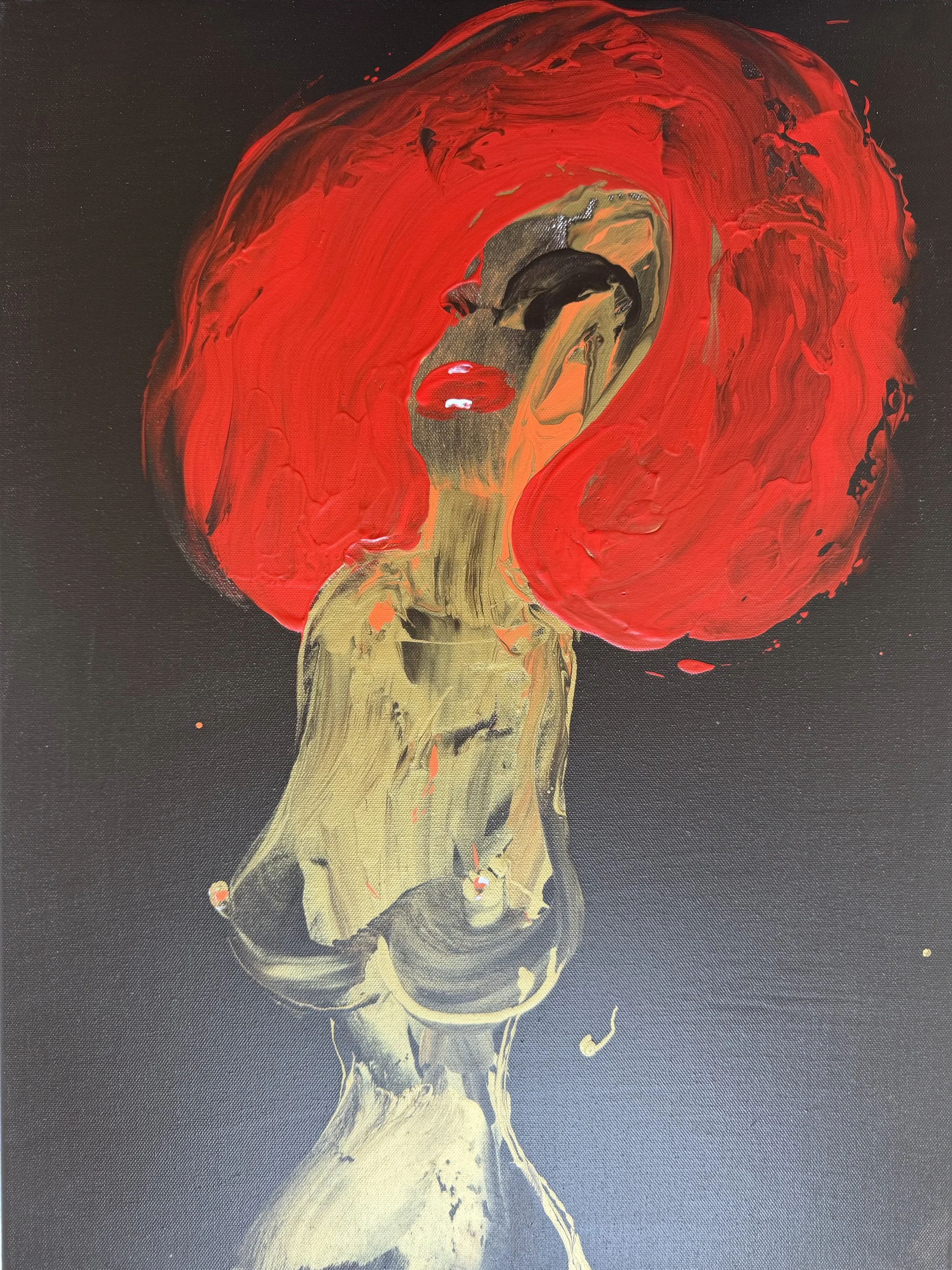 Red Head — abstract figurative painting by Yücel Erdogan