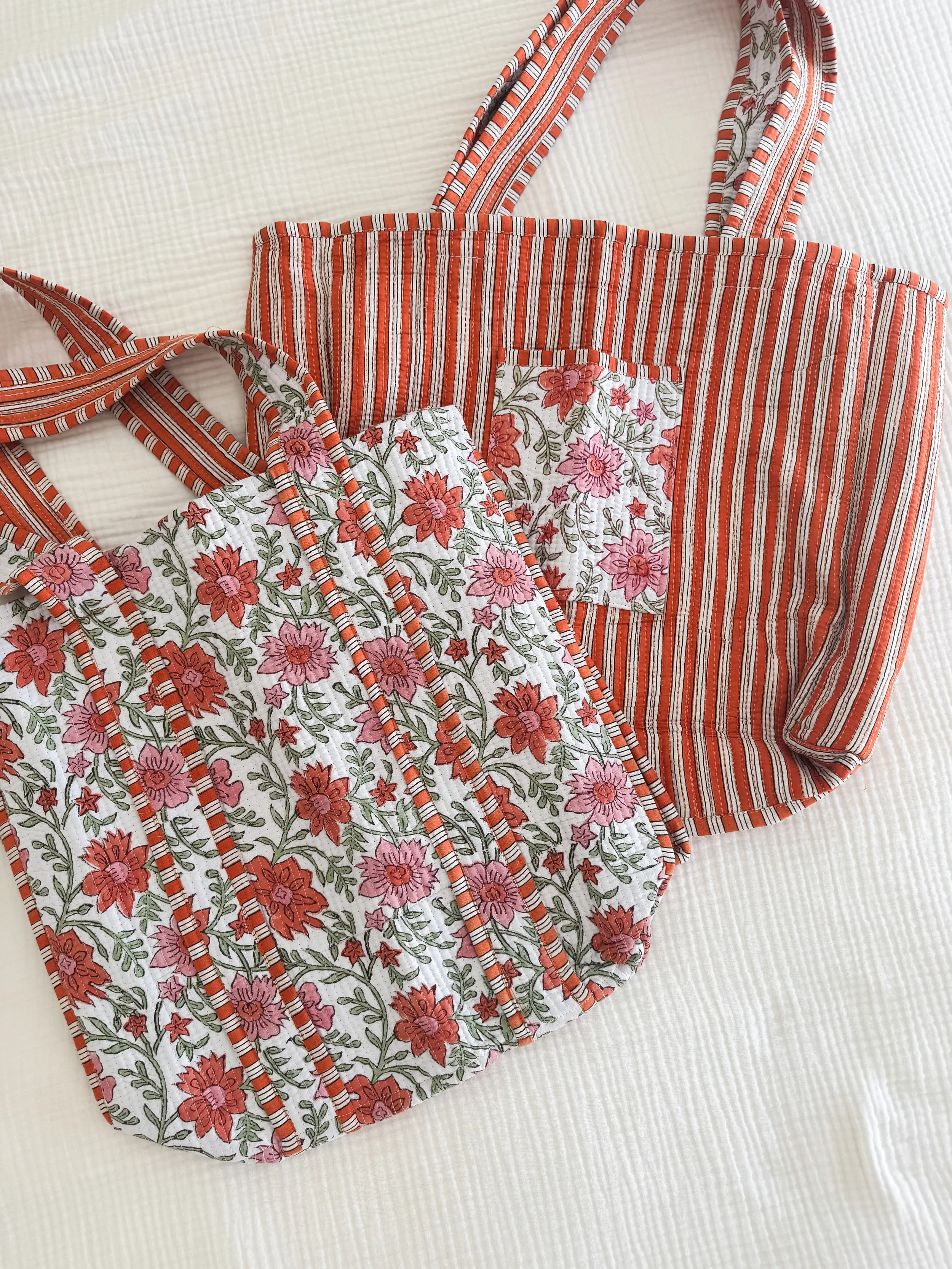 Cotton Blockprint Tote | Marigold | 44 x 38cm