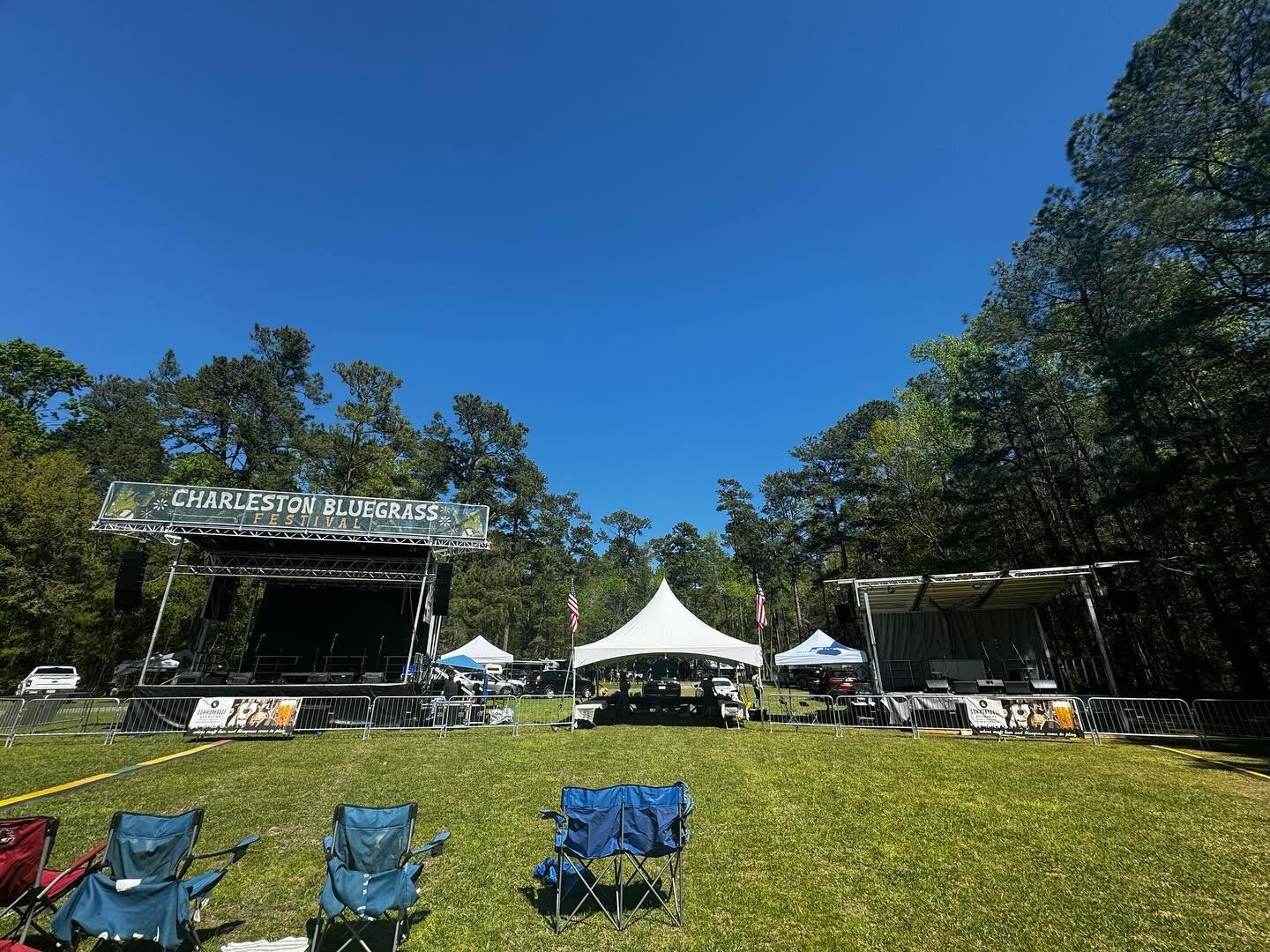 Crews are setting up at @chsbluegrassfest, we&rsquo;re on at 5:45! Gorgeous drive out to the country, come on out!