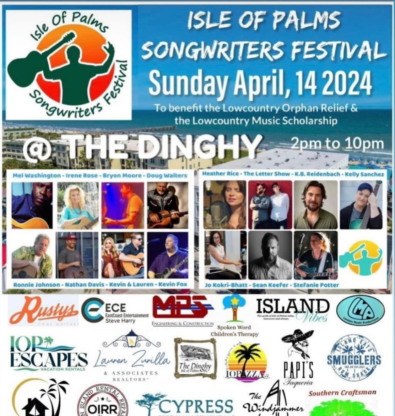 Big day on tap at @dinghyiop! We&rsquo;re part of the Isle of Palms Songwriters Festival with a ton of talented folks. We&rsquo;re on at 330 but we&rsquo;ll be there early so come hang out with us and catch all the killer acts on this gorgeous spring