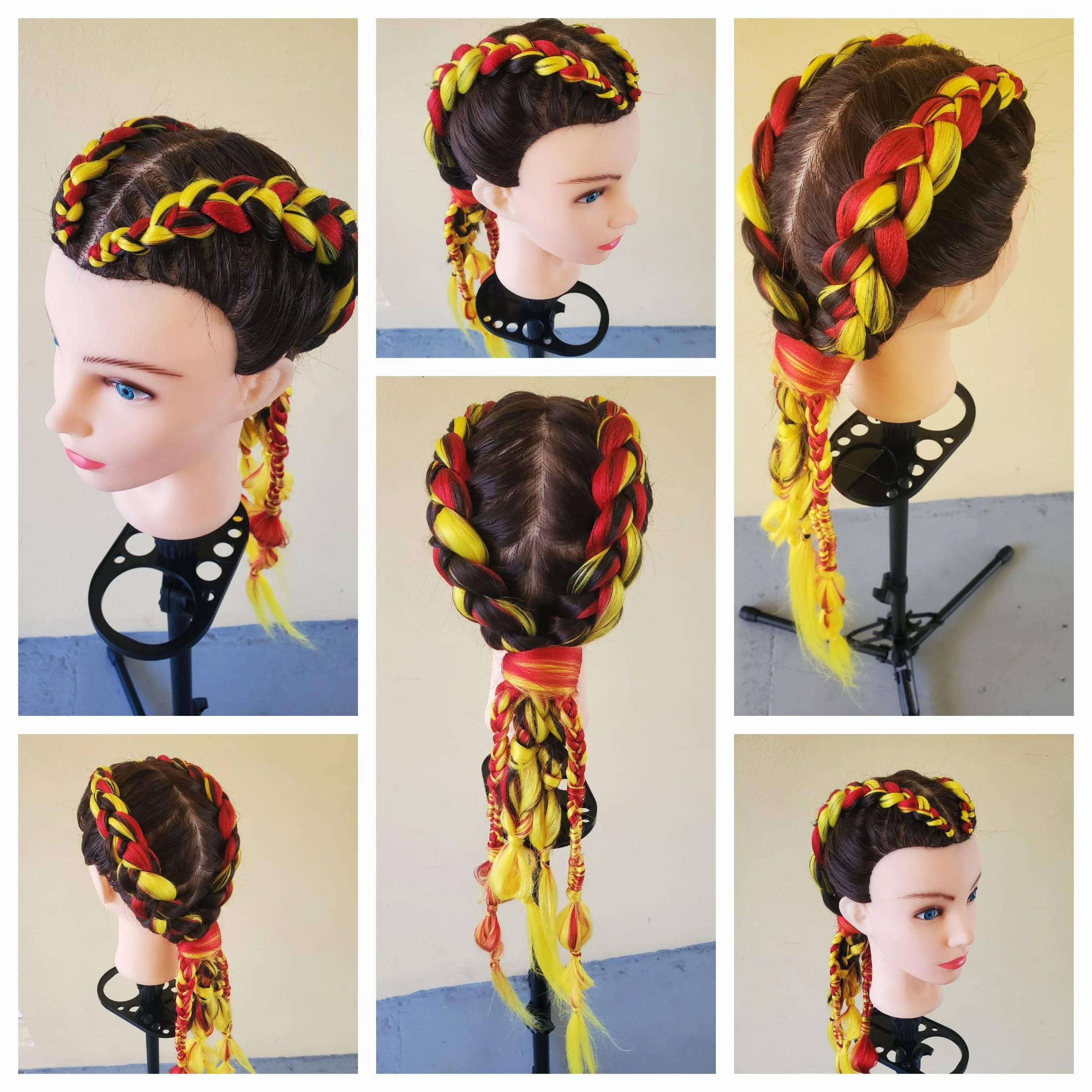 Spain World Cup Braids Flag Colors Double Dutch Braids Miami Red Yellow  Soccer fans